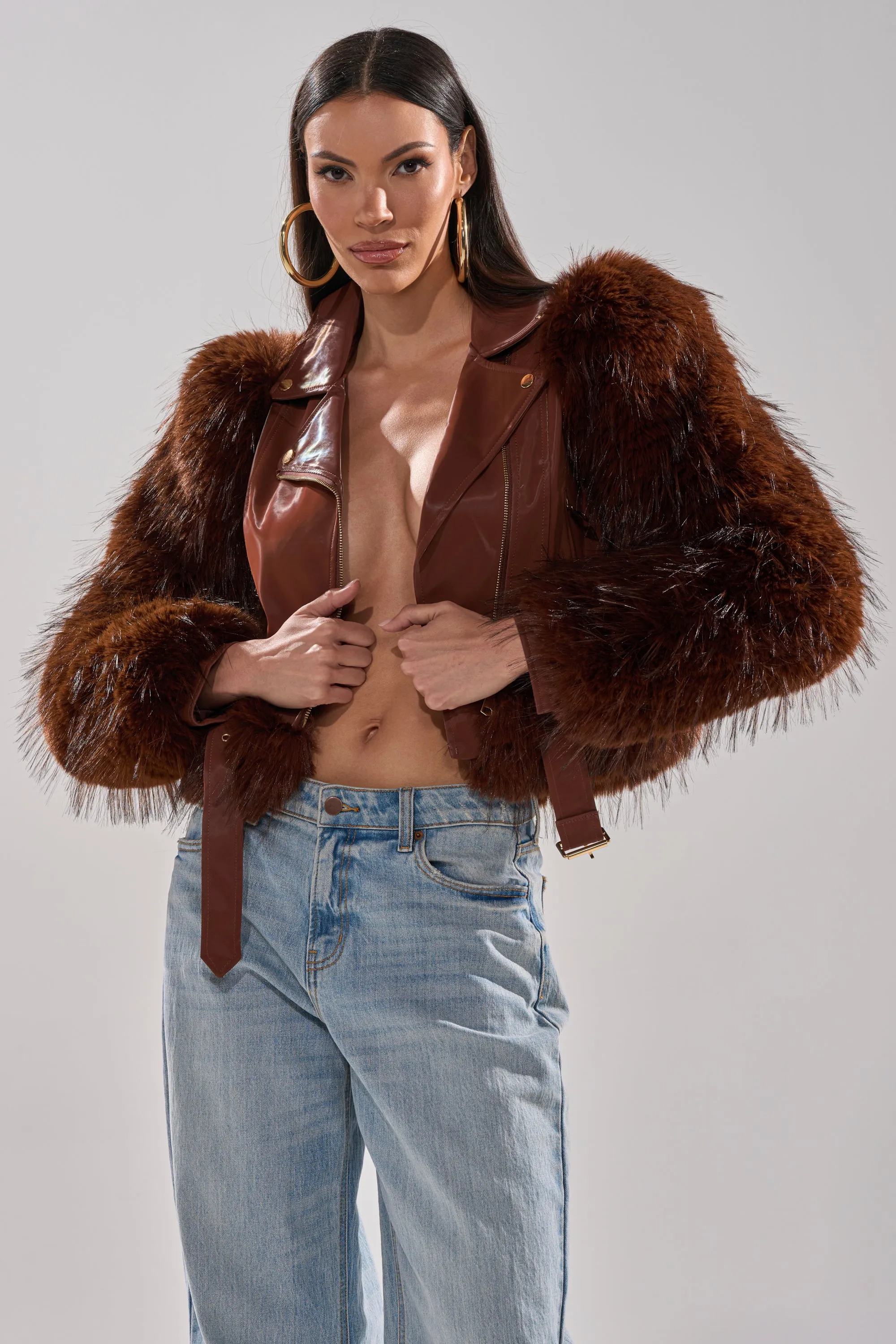 SPEND IT ALL FUR TRIM MOTO sold by AKIRA product image thumbnail 4