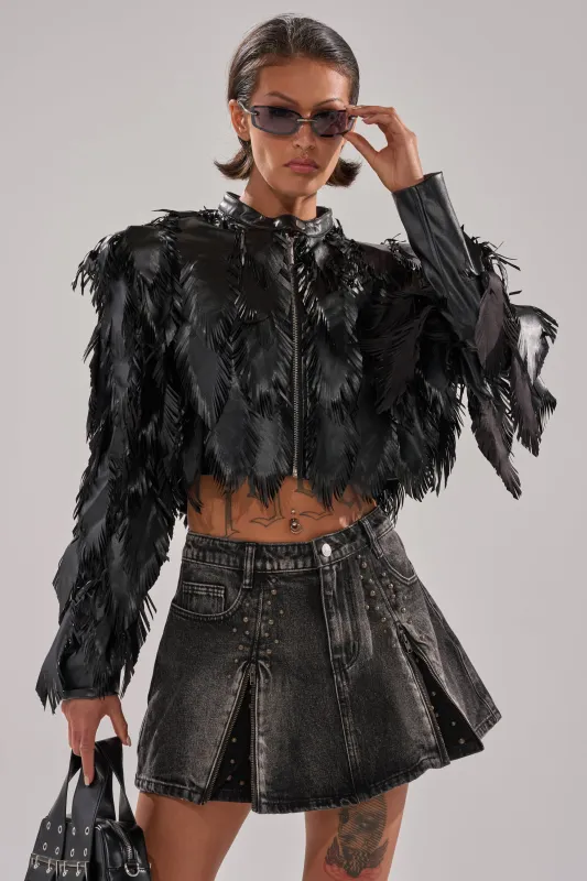 AVANT GARDE LASER CUT BOMBER sold by AKIRA