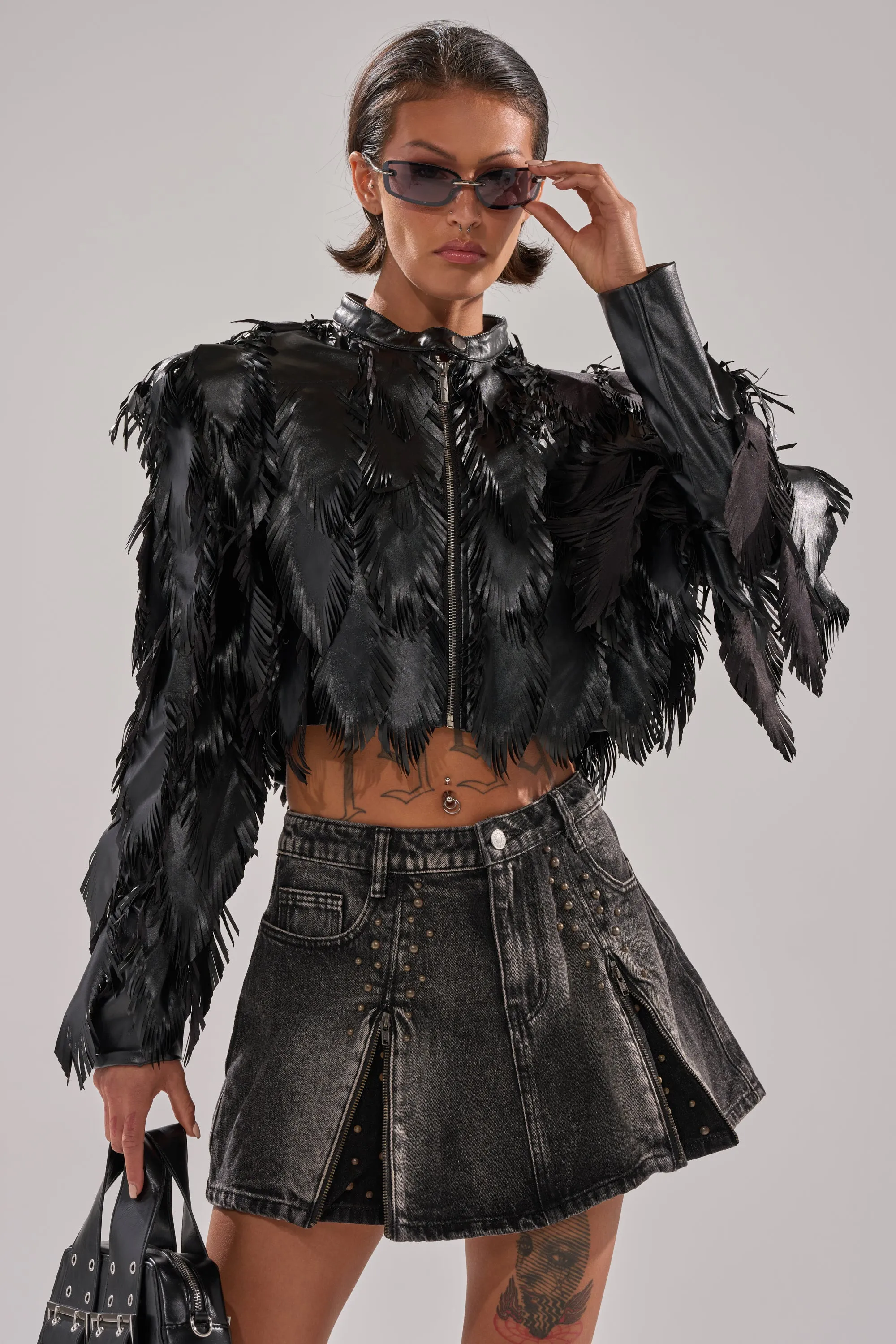 AVANT GARDE LASER CUT BOMBER sold by AKIRA