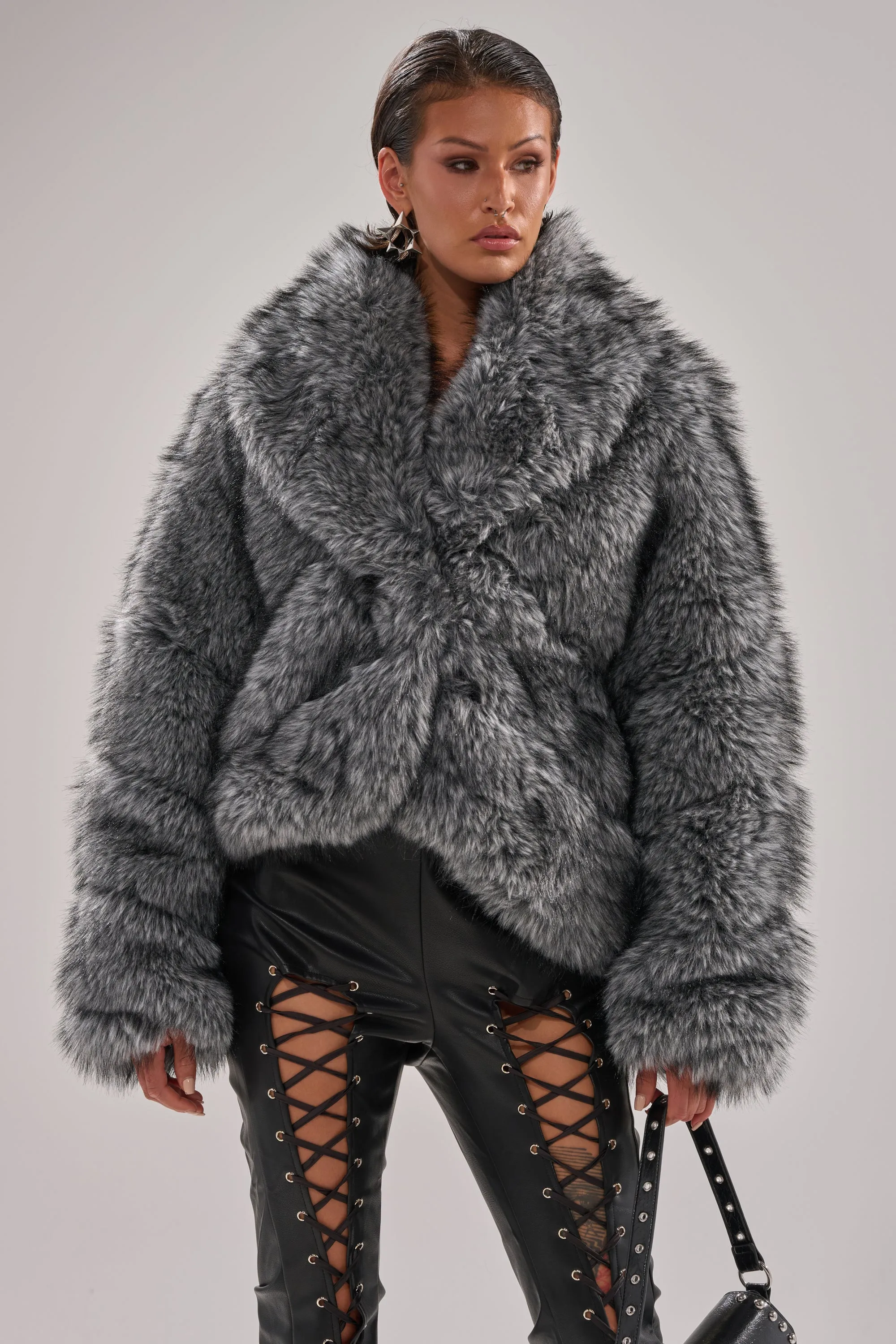 ELIXIR PANELED FAUX FUR IN GREY sold by AKIRA product image thumbnail 3