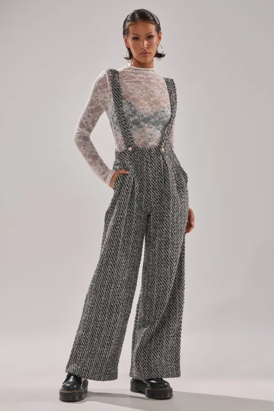 ALESSANDRA TWEED OVERALLS made by AKIRA