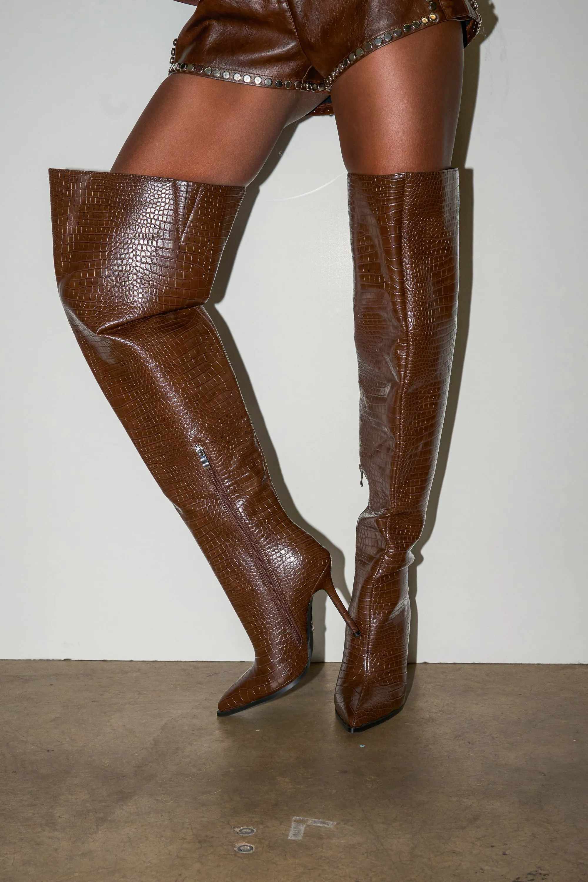 AZALEA WANG LORAH CROC BROWN BOOT sold by AKIRA product image thumbnail 2