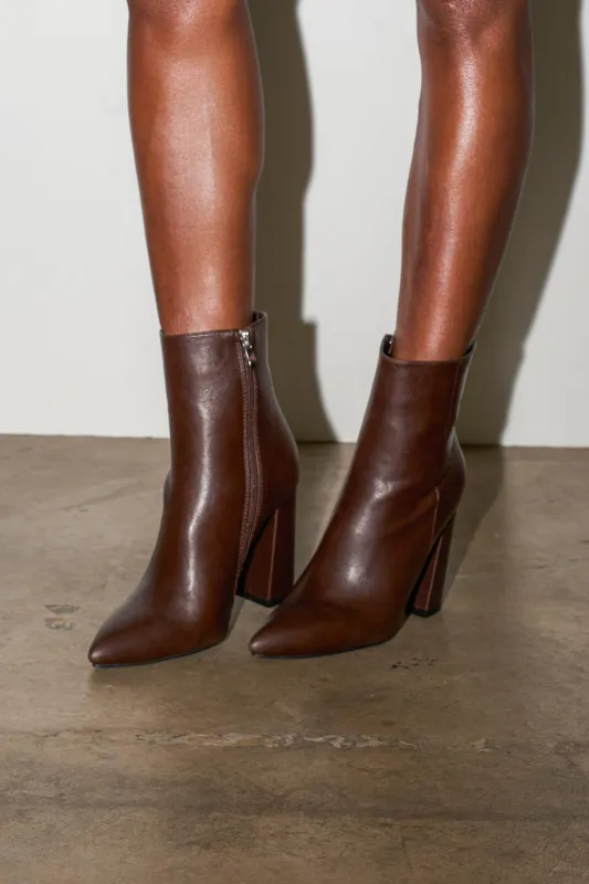 AZALEA WANG JESSABELL BROWN POINTED TOE BOOTIE sold by AKIRA