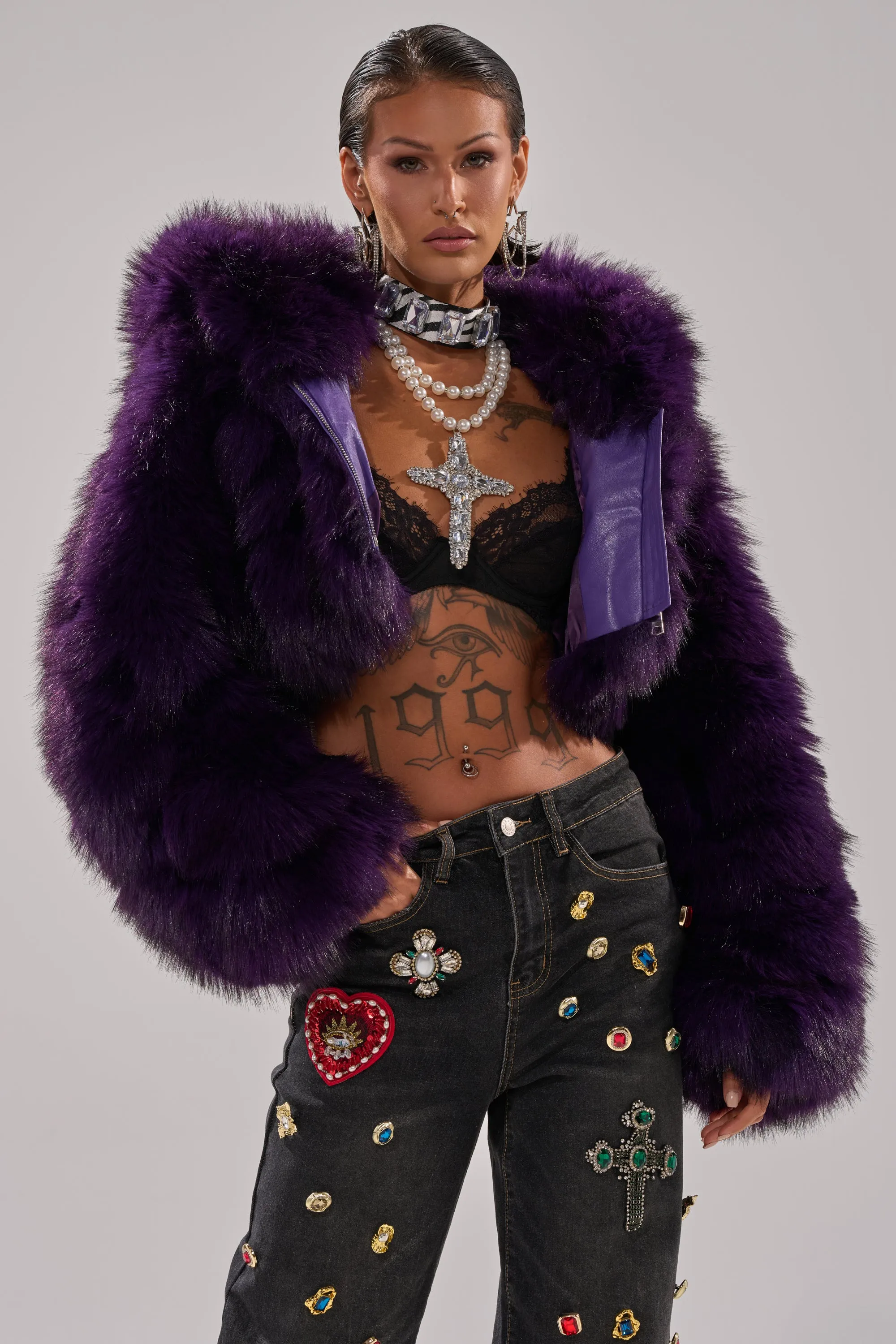 JUST A FLING CROPPED FAUX FUR sold by AKIRA product image thumbnail 3