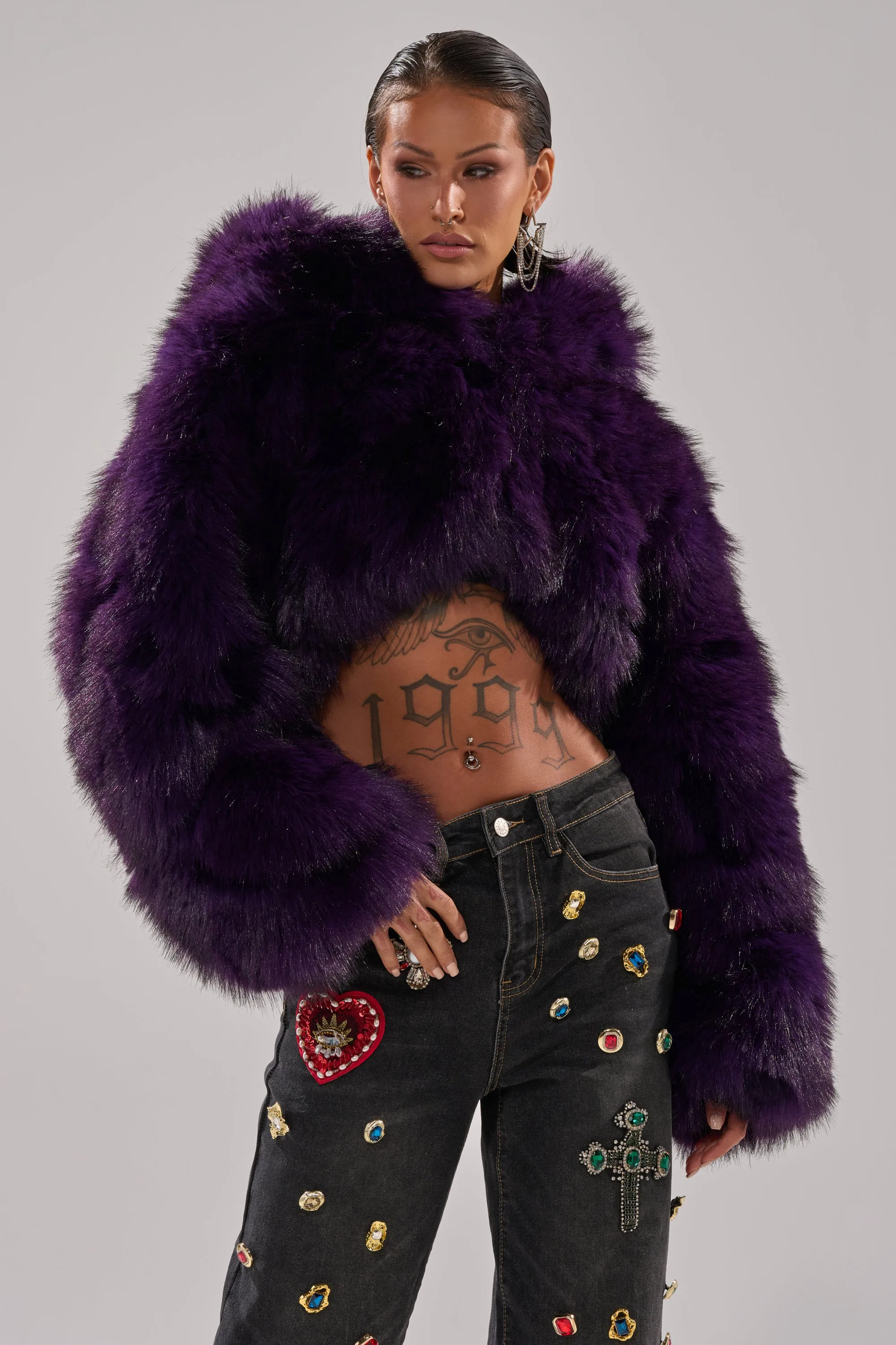 JUST A FLING CROPPED FAUX FUR sold by AKIRA product image thumbnail 2