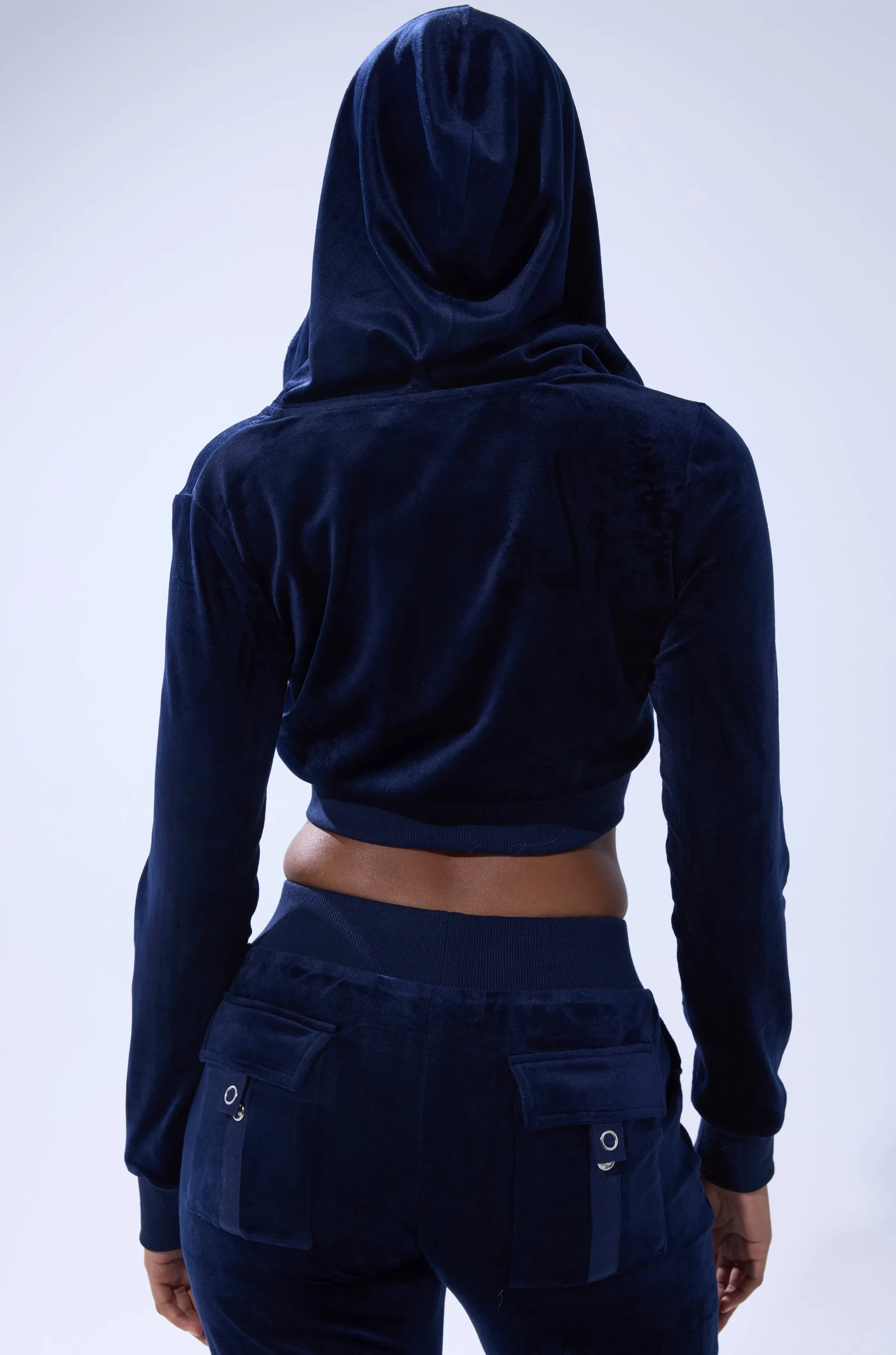 TAYLOR VELOUR FITTED ZIP UP IN NAVY sold by AKIRA product image thumbnail 4