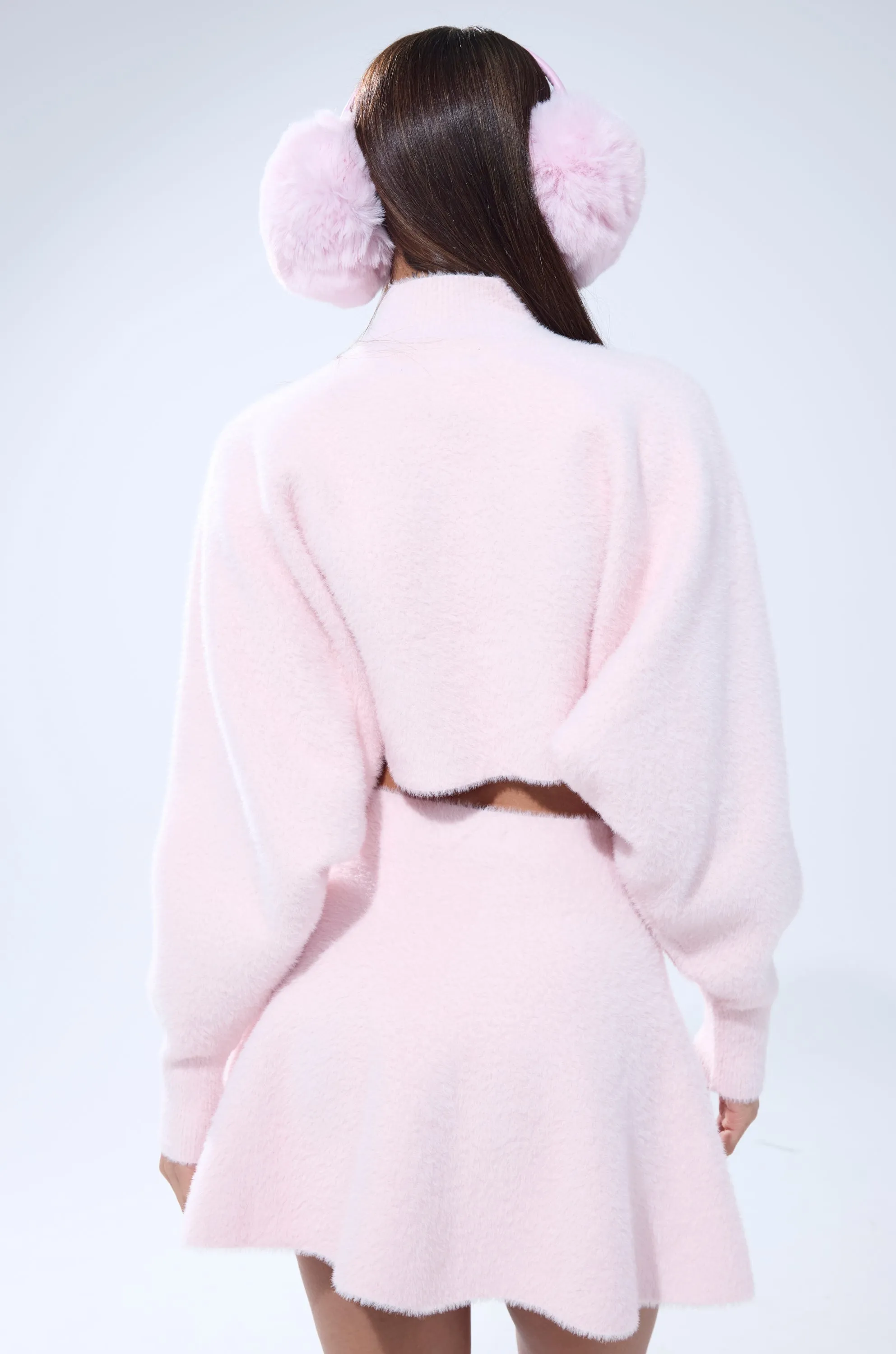 CUDDLE UP FUZZY CROPPED SWEATER IN PINK sold by AKIRA product image thumbnail 4