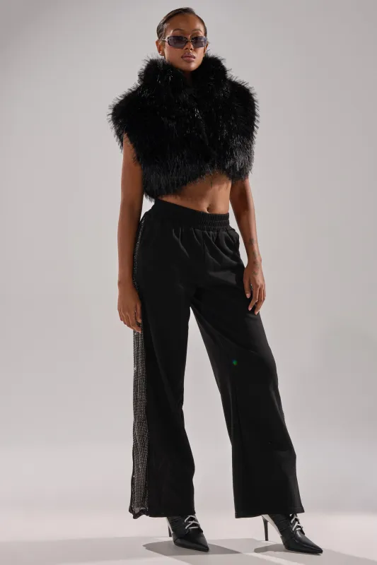 OPEN UP WIDE LEG JOGGER WITH RHINESTONE sold by AKIRA