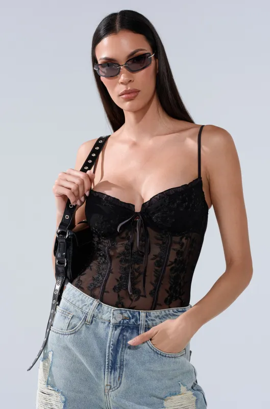 GOT YOUR ATTENTION LACE BODYSUIT sold by AKIRA