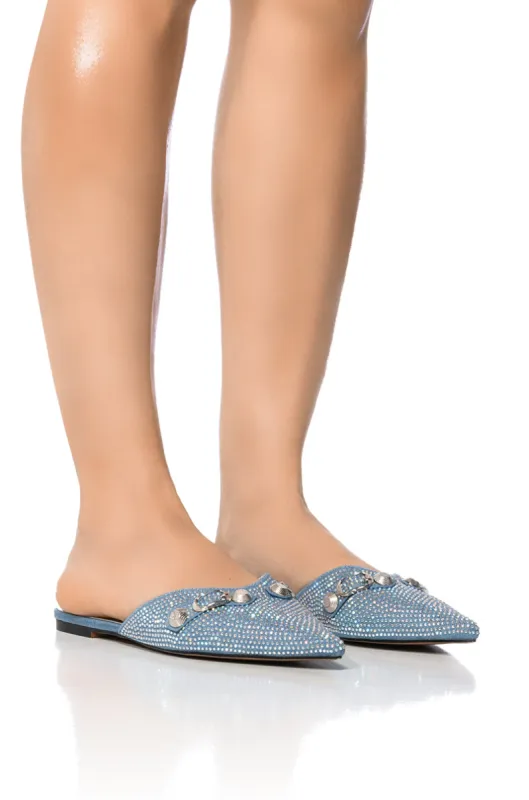 AZALEA WANG ROSEBUD BOW FLAT IN DENIM sold by AKIRA