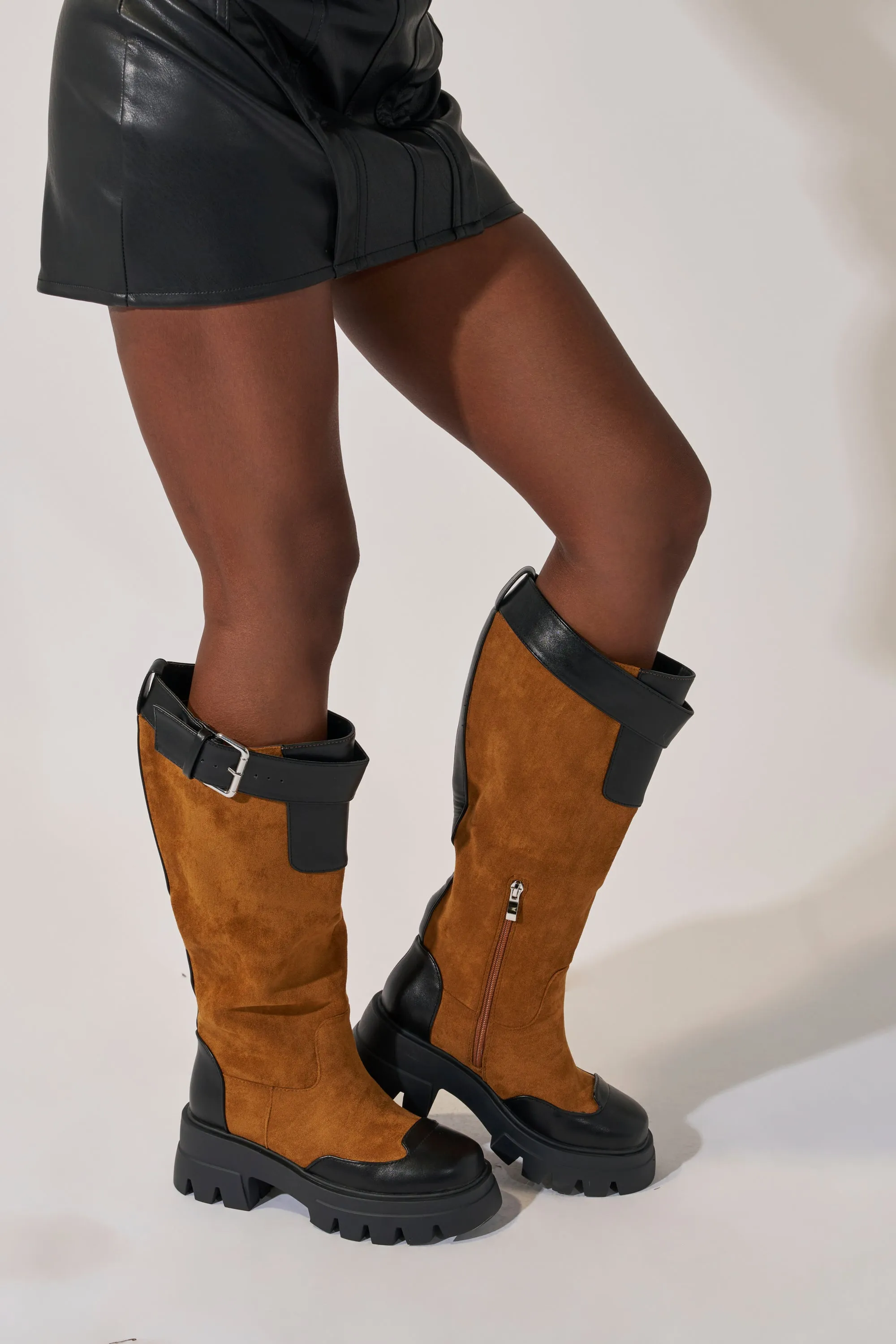 AZALEA WANG DALILA COLOR BLOCKED FLATFORM BOOT sold by AKIRA product image thumbnail 3