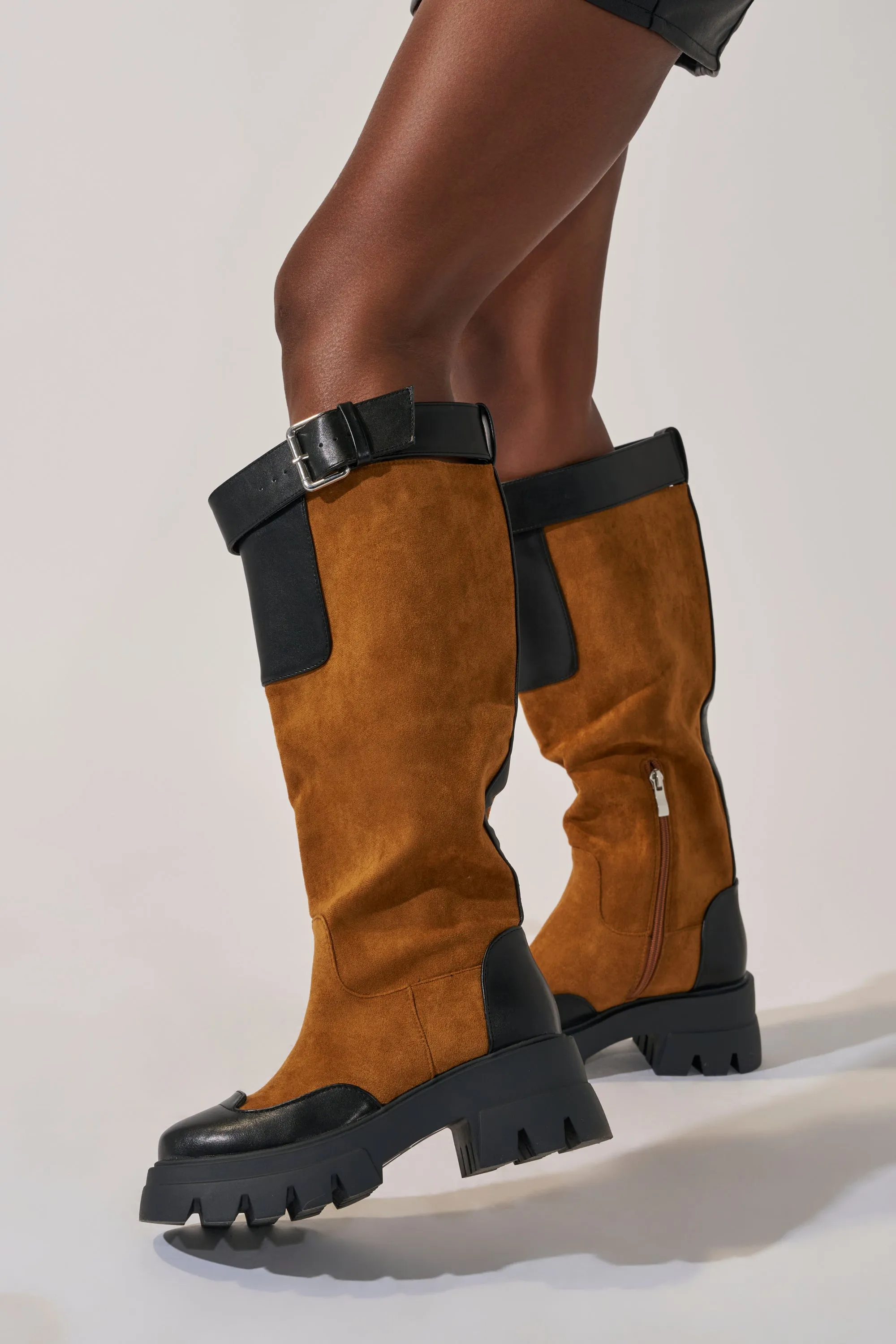 AZALEA WANG DALILA COLOR BLOCKED FLATFORM BOOT sold by AKIRA