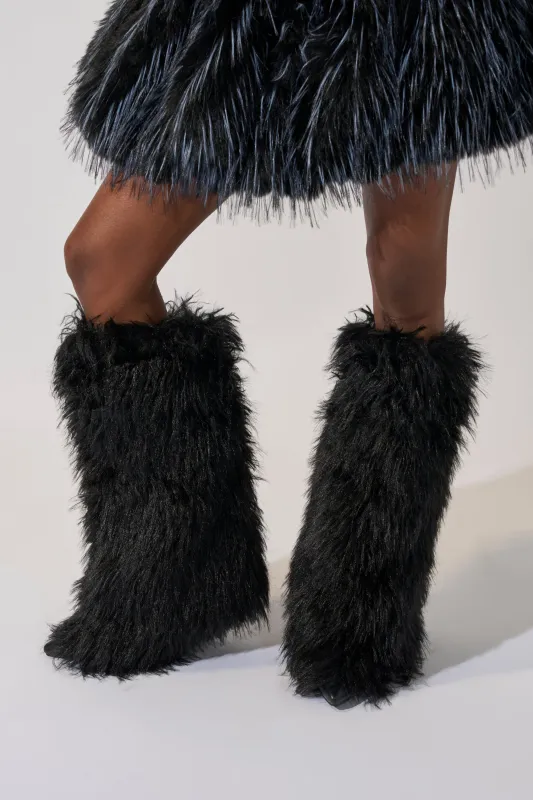 AZALEA WANG ARETE BLACK FUR STILETTO BOOT sold by AKIRA