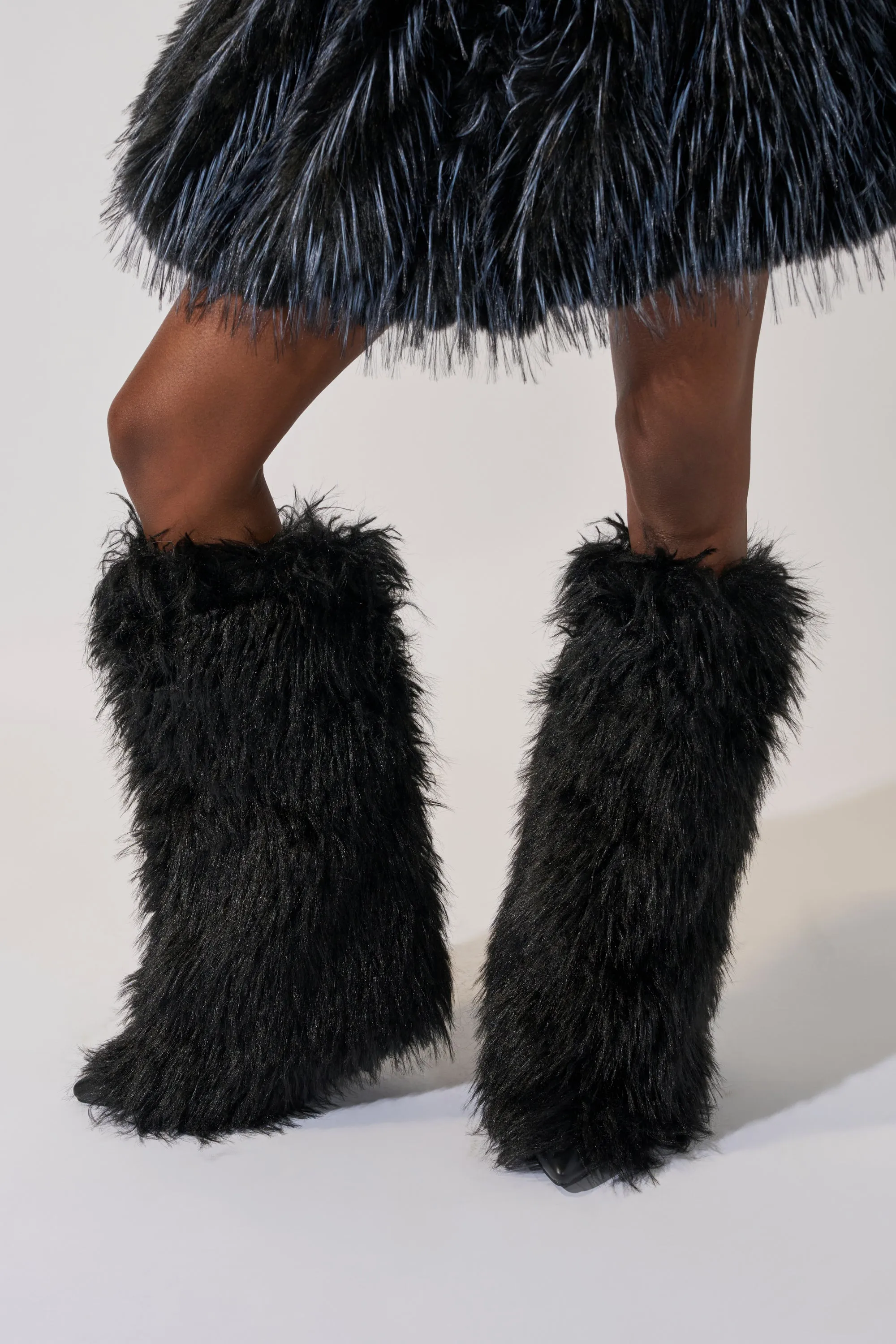 AZALEA WANG ARETE BLACK FUR STILETTO BOOT sold by AKIRA