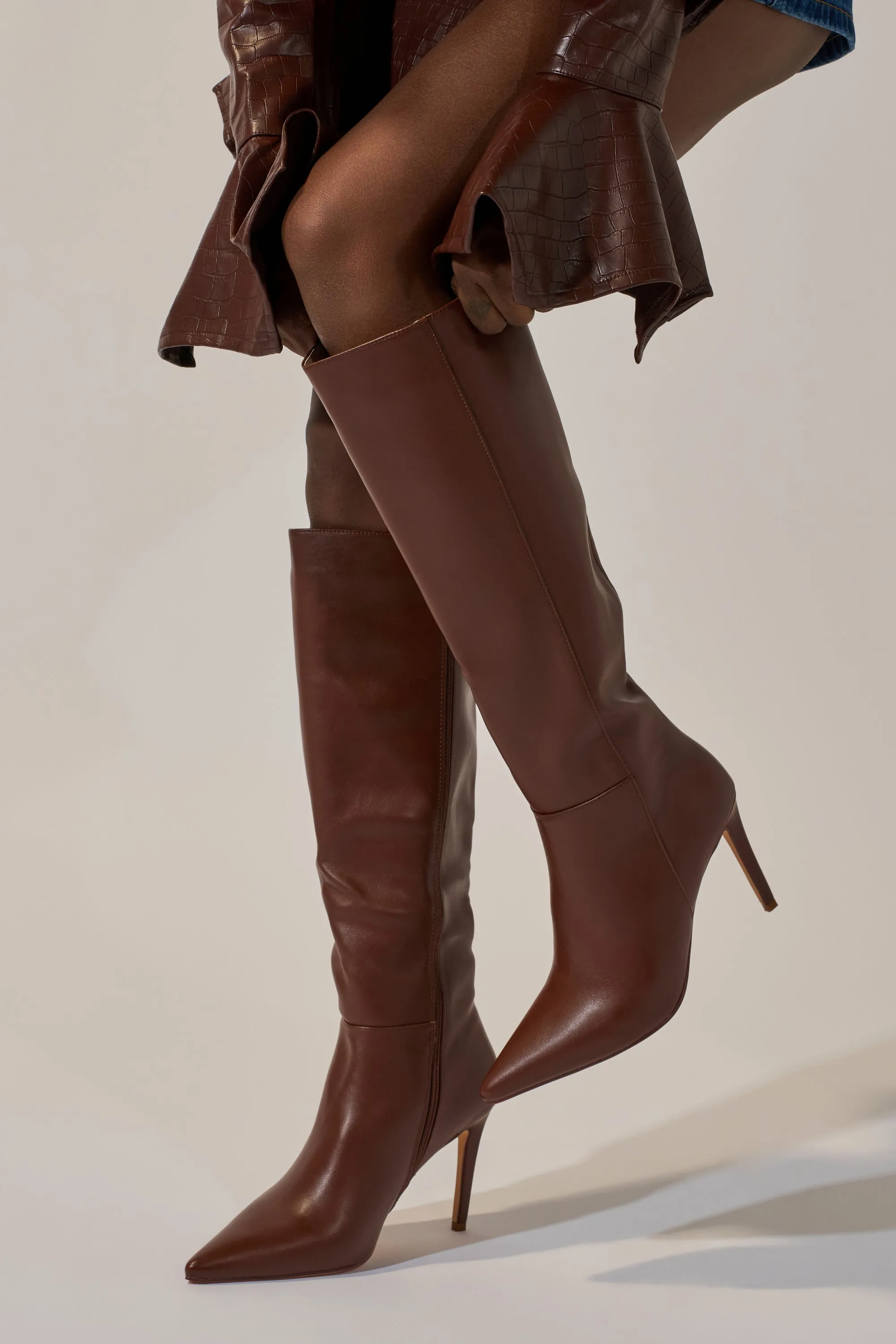 AZALEA WANG HAILEYANN BROWN STILETTO BOOT sold by AKIRA