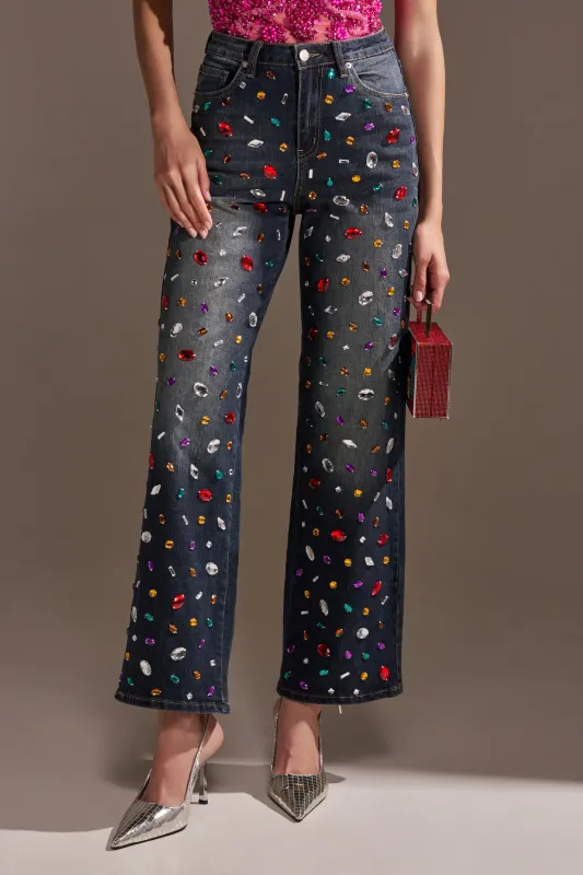 JEWELERS ROW RHINESTONE DENIM JEANS sold by AKIRA