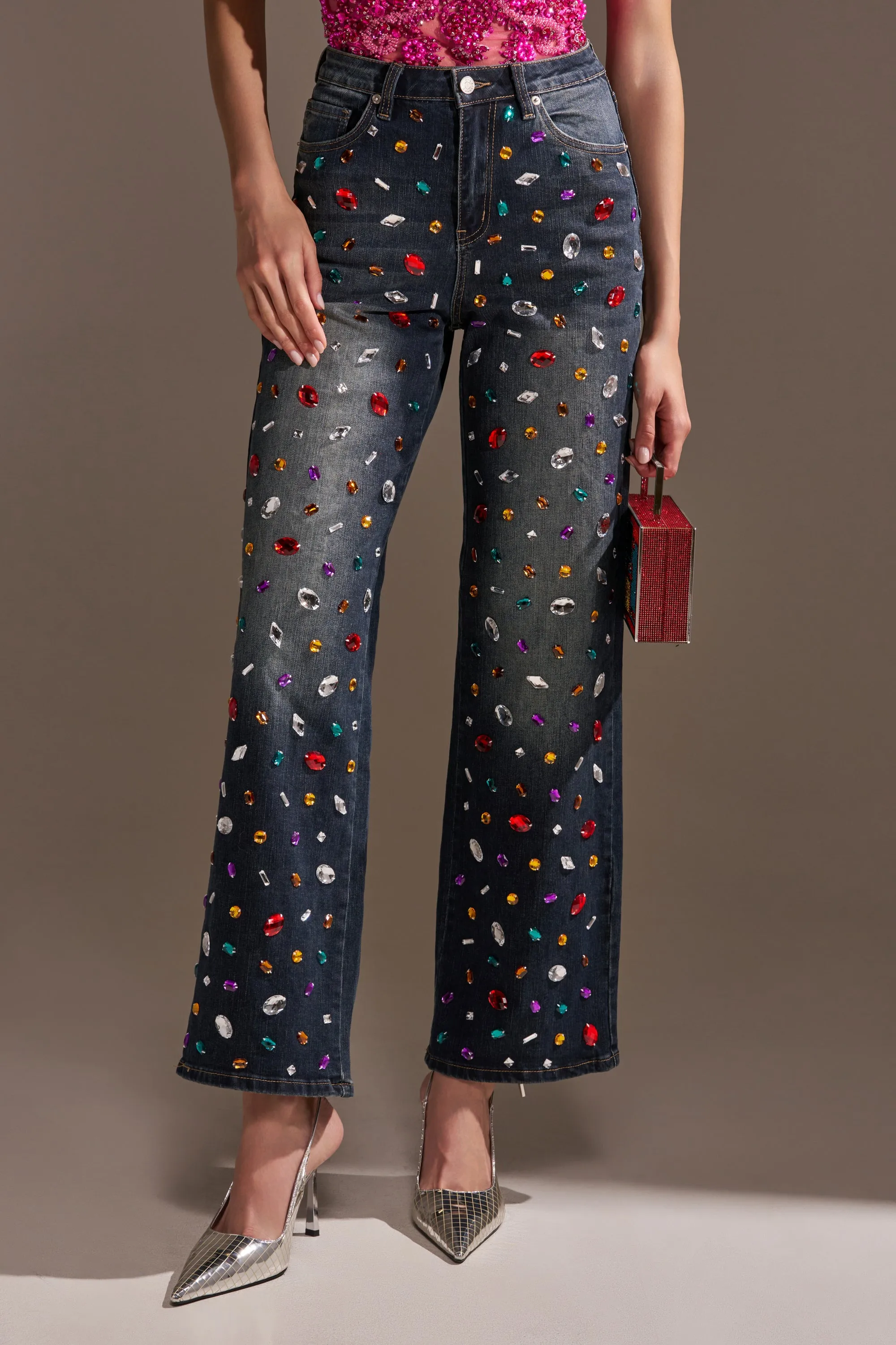 JEWELERS ROW RHINESTONE DENIM JEANS sold by AKIRA
