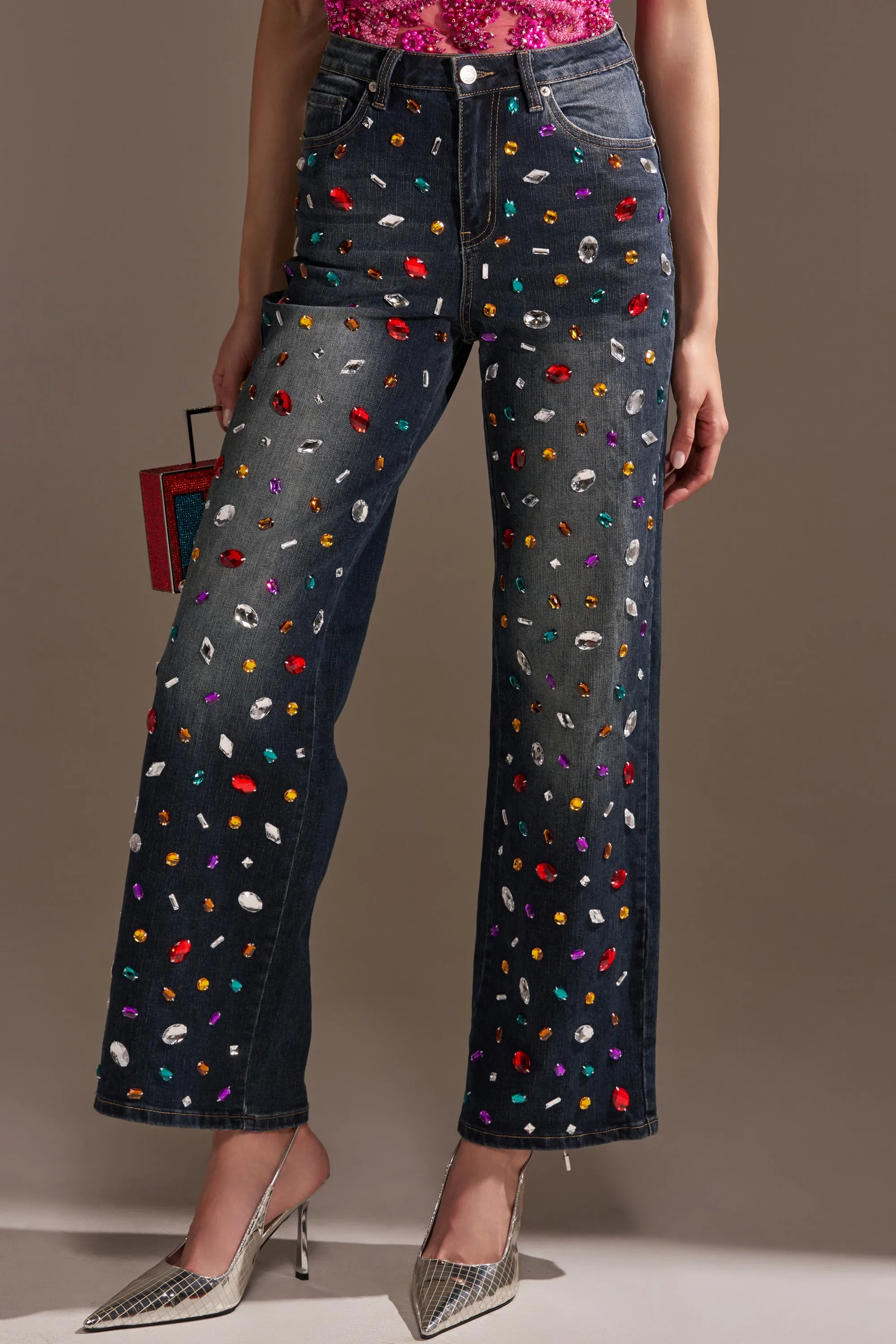 JEWELERS ROW RHINESTONE DENIM JEANS sold by AKIRA product image thumbnail 2