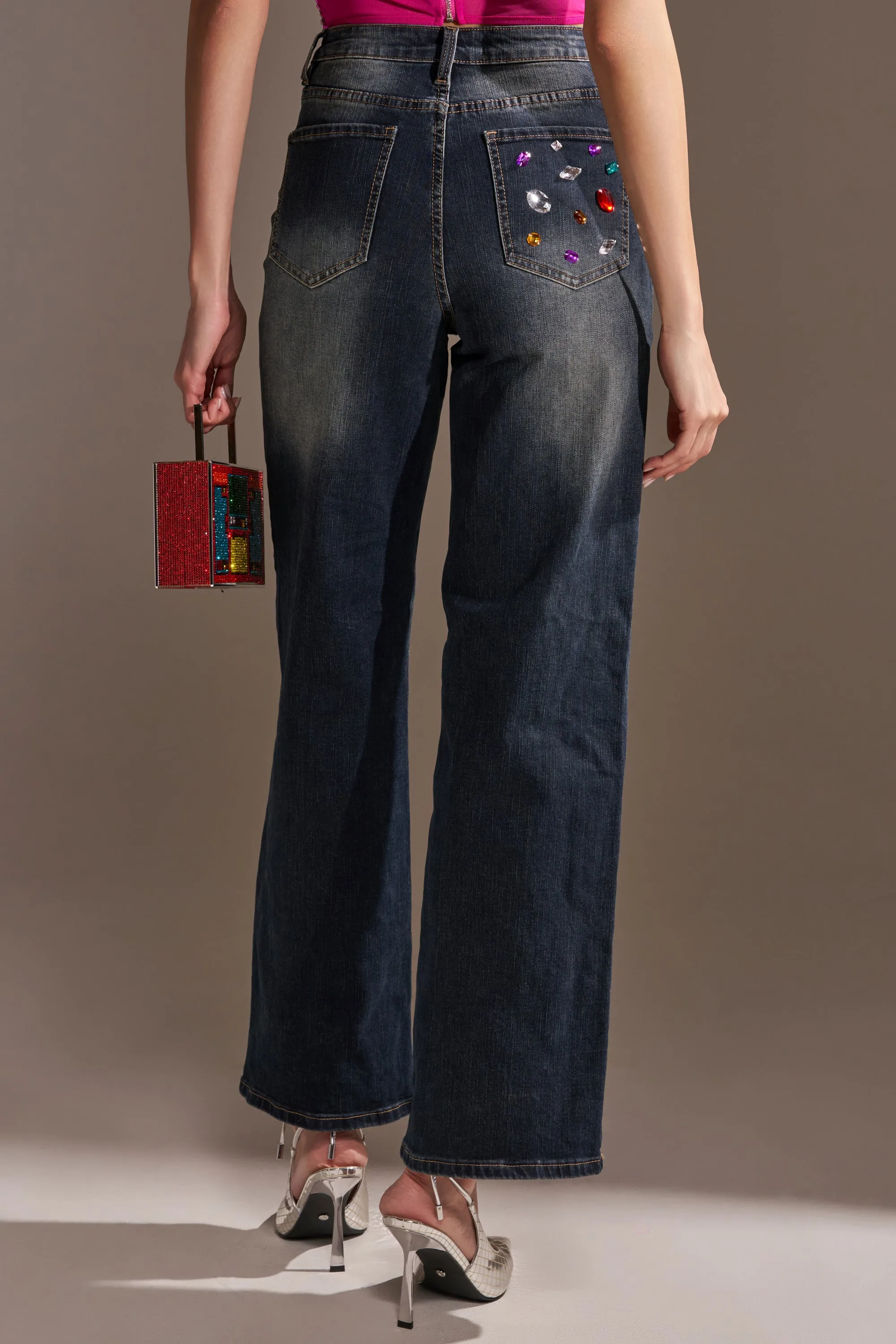 JEWELERS ROW RHINESTONE DENIM JEANS sold by AKIRA product image thumbnail 4