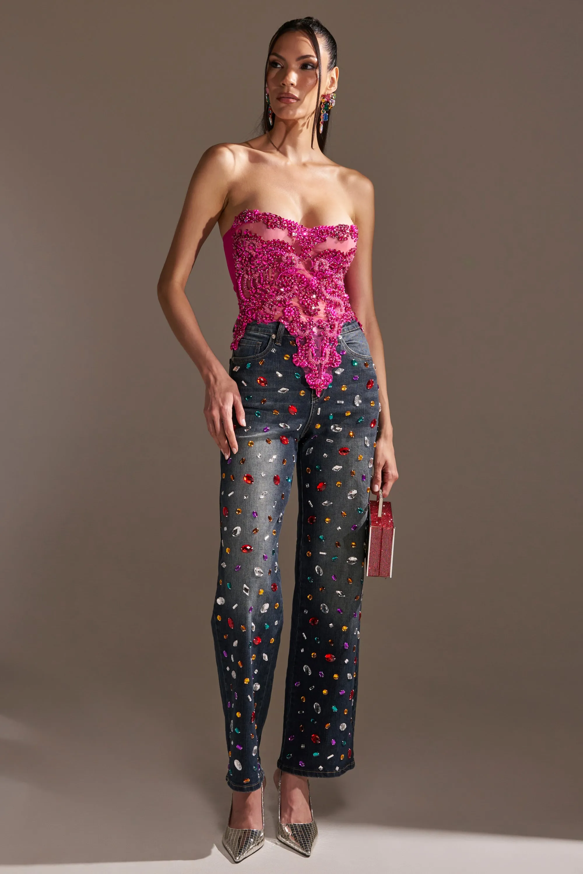 JEWELERS ROW RHINESTONE DENIM JEANS sold by AKIRA product image thumbnail 5