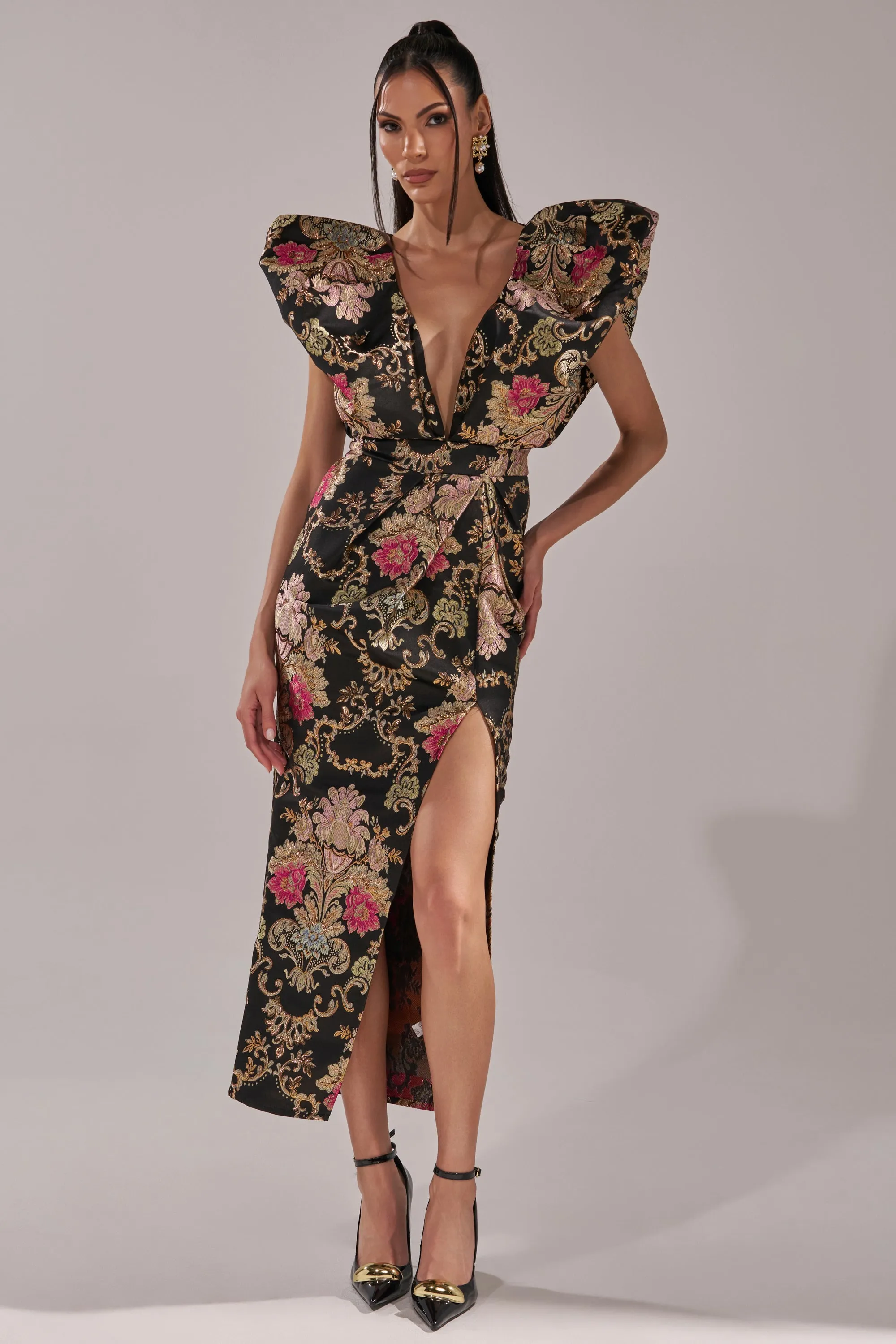 BEST DRESSED BROCADE MAXI DRESS sold by AKIRA product image thumbnail 3