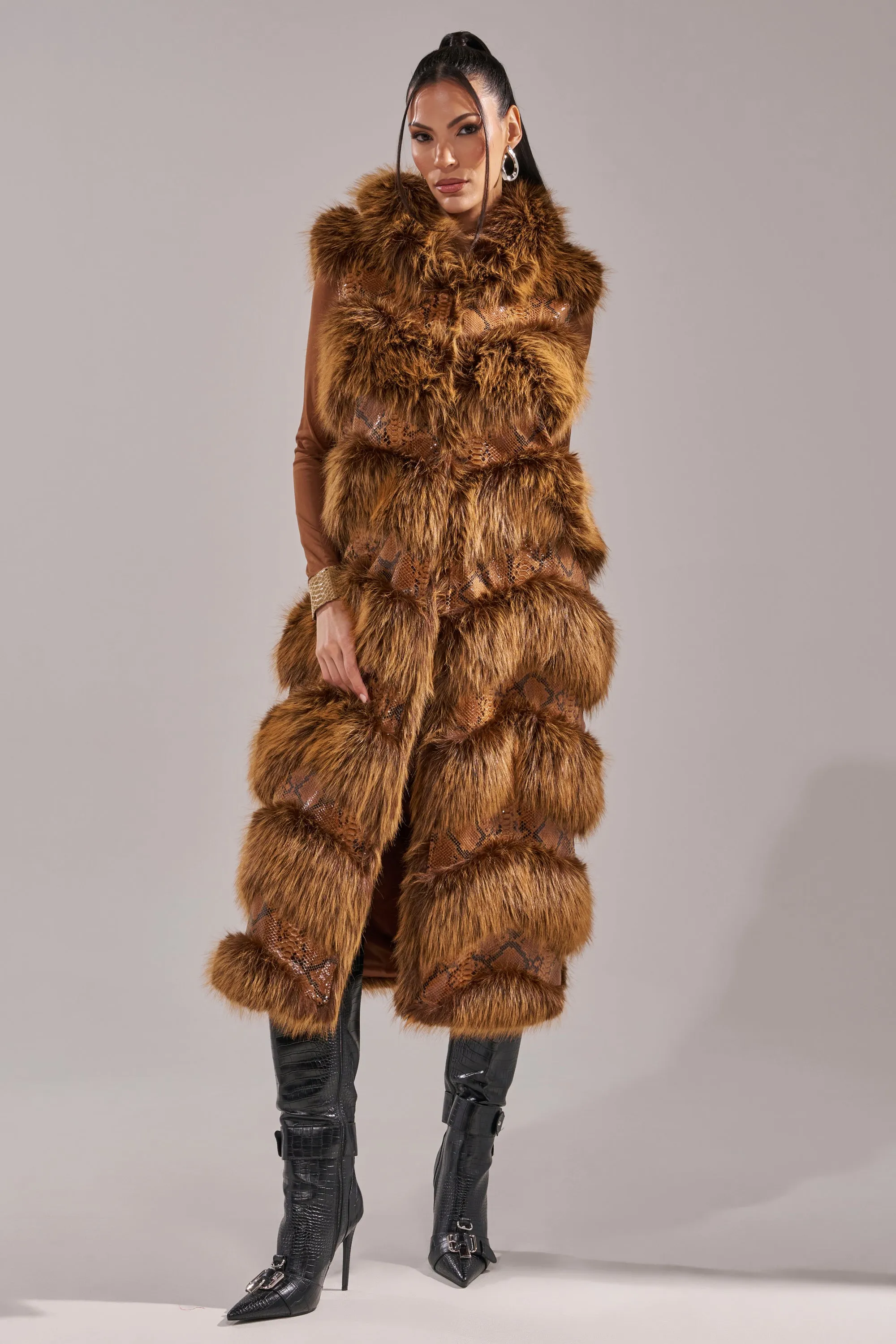 GOOD OMEN FUR TRIM VEST sold by AKIRA