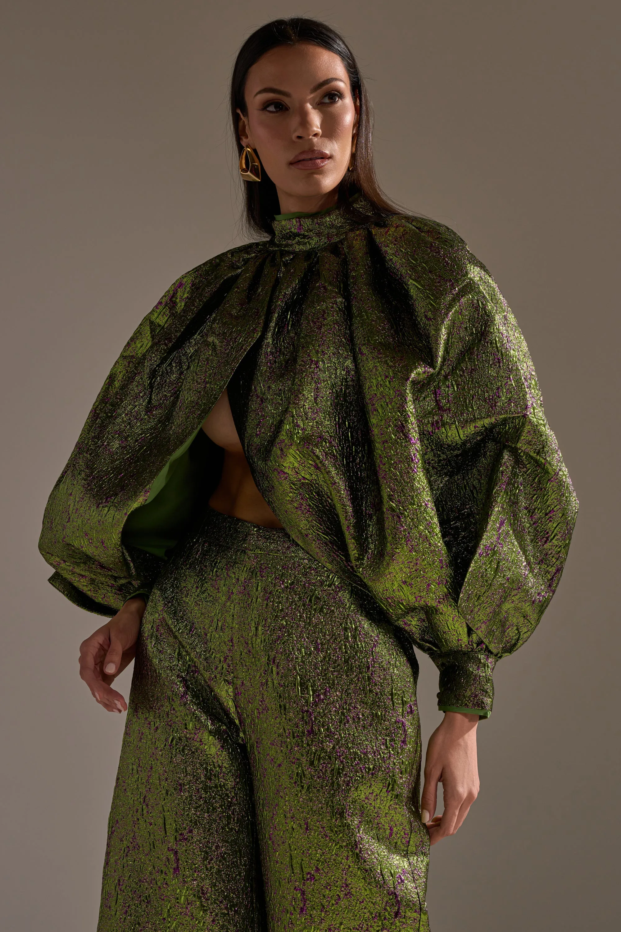 LAYLA BROCADE PUFF SLEEVE MOCK NECK TOP sold by AKIRA product image thumbnail 3