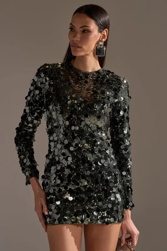 SHE'S ALL THAT SEQUIN MINI DRESS IN OLIVE made by AKIRA