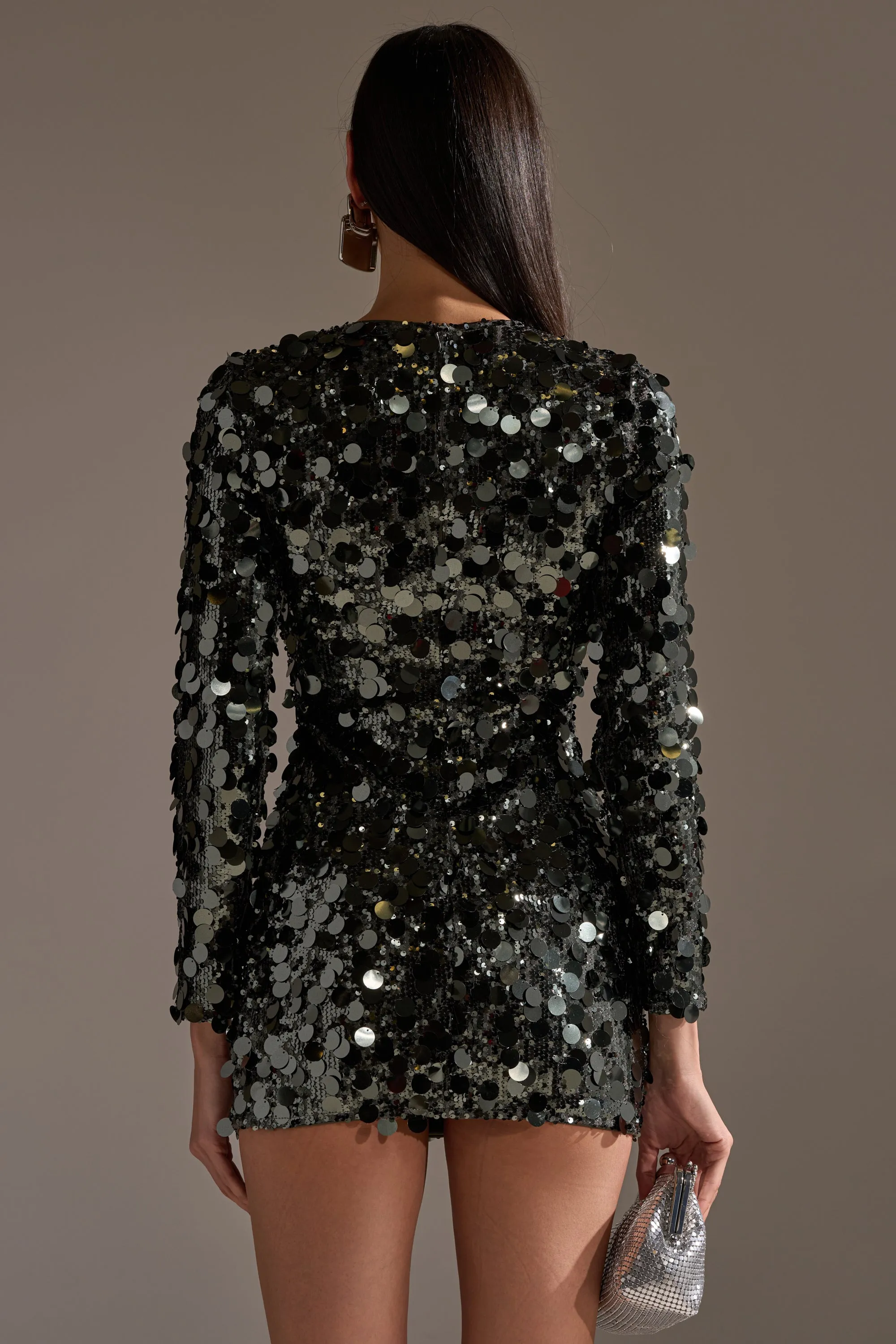 SHE'S ALL THAT SEQUIN MINI DRESS IN OLIVE sold by AKIRA product image thumbnail 4