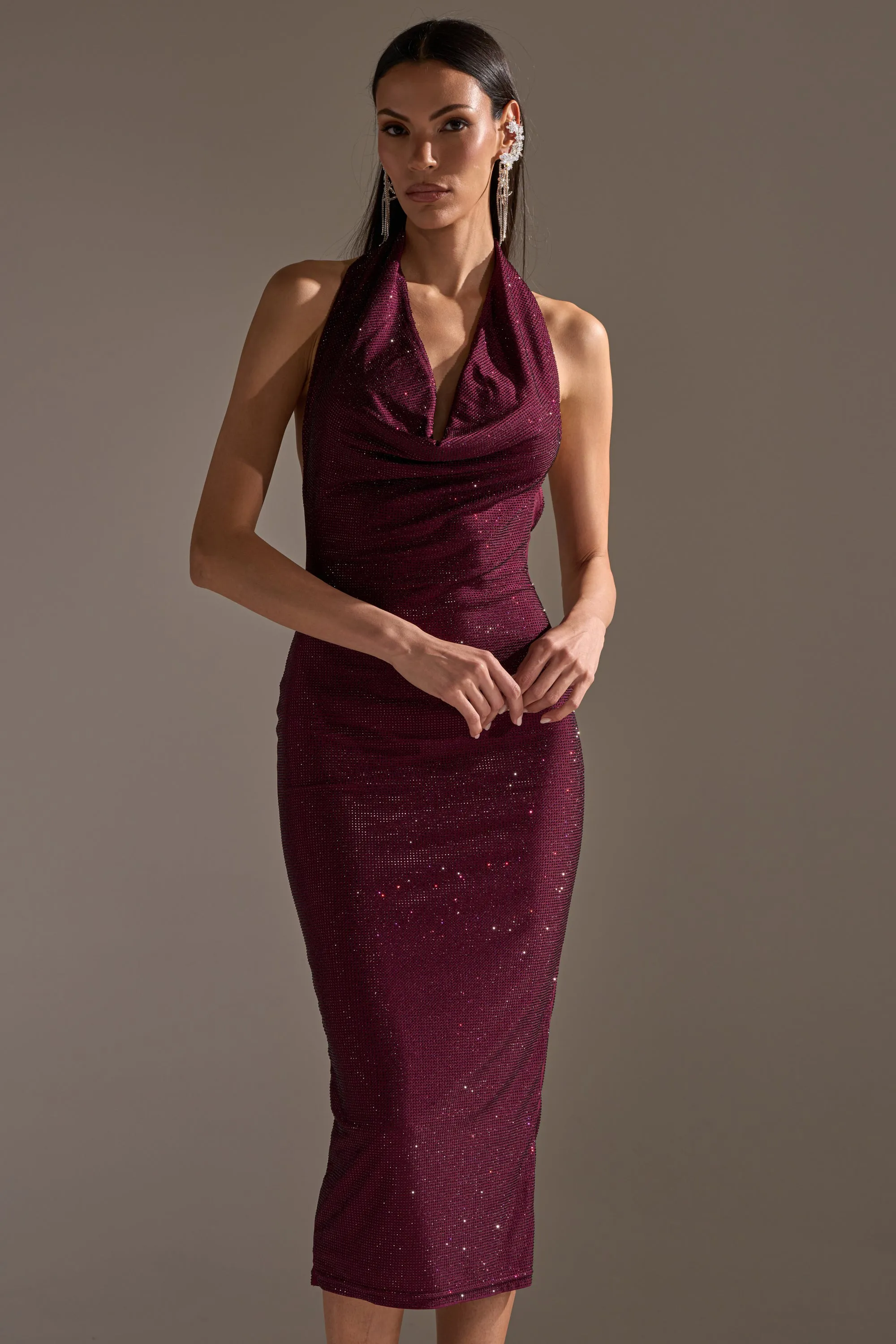 POPPIN' BOTTLES RHINESTONE MAXI DRESS IN PURPLE sold by AKIRA product image thumbnail 2