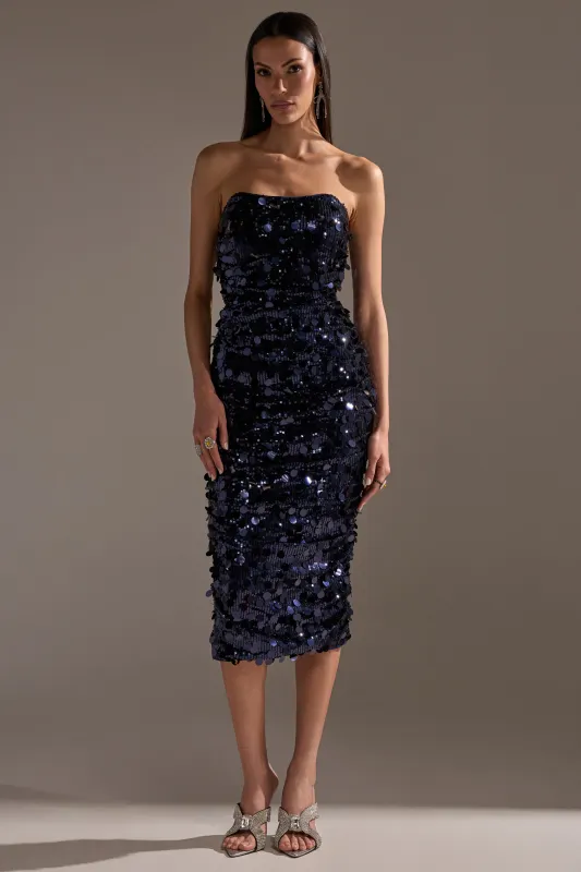 WHO'S THAT GIRL SEQUIN MIDI DRESS sold by AKIRA