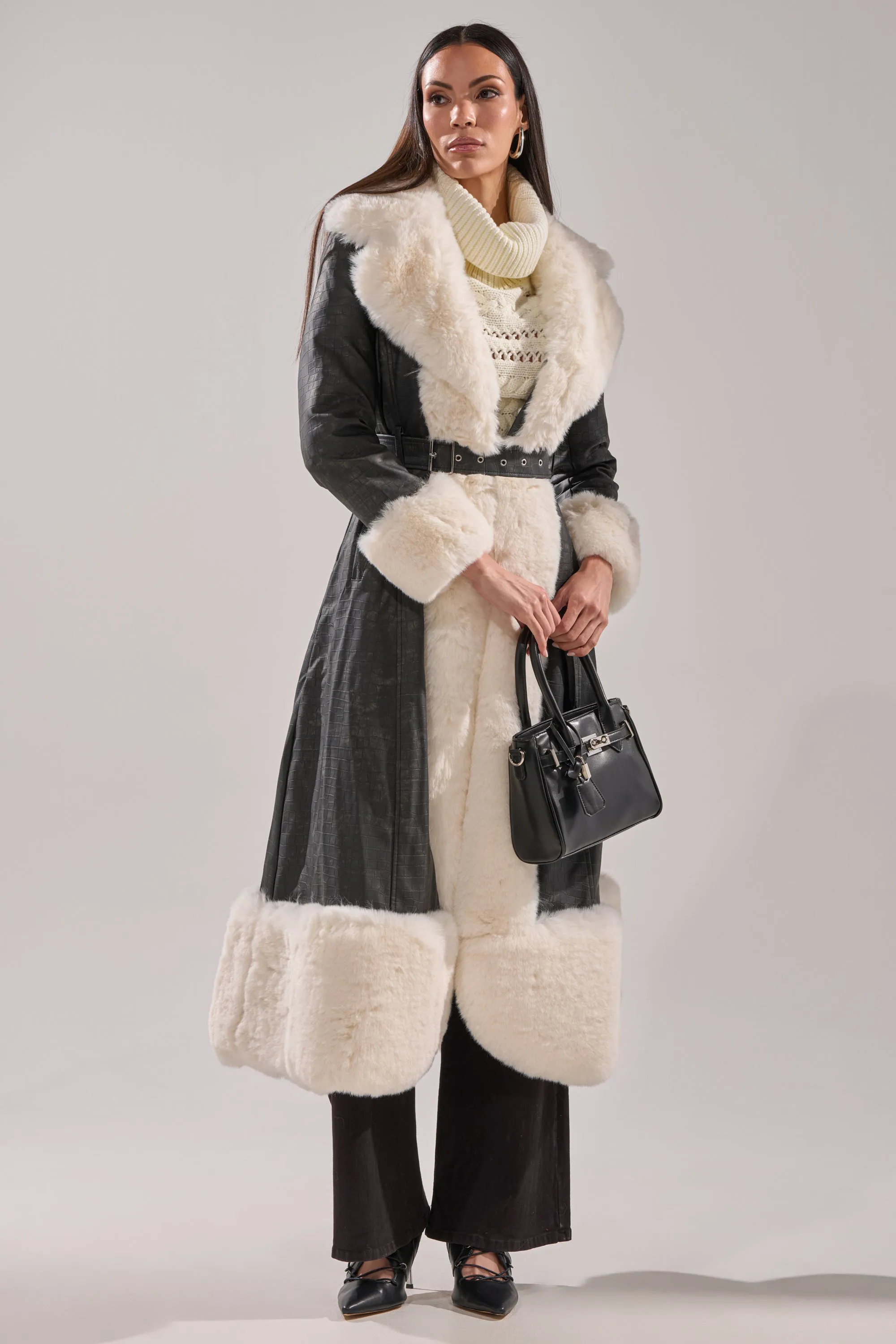 VIVIAN FUR TRIM TRENCH IN GREY sold by AKIRA product image thumbnail 5