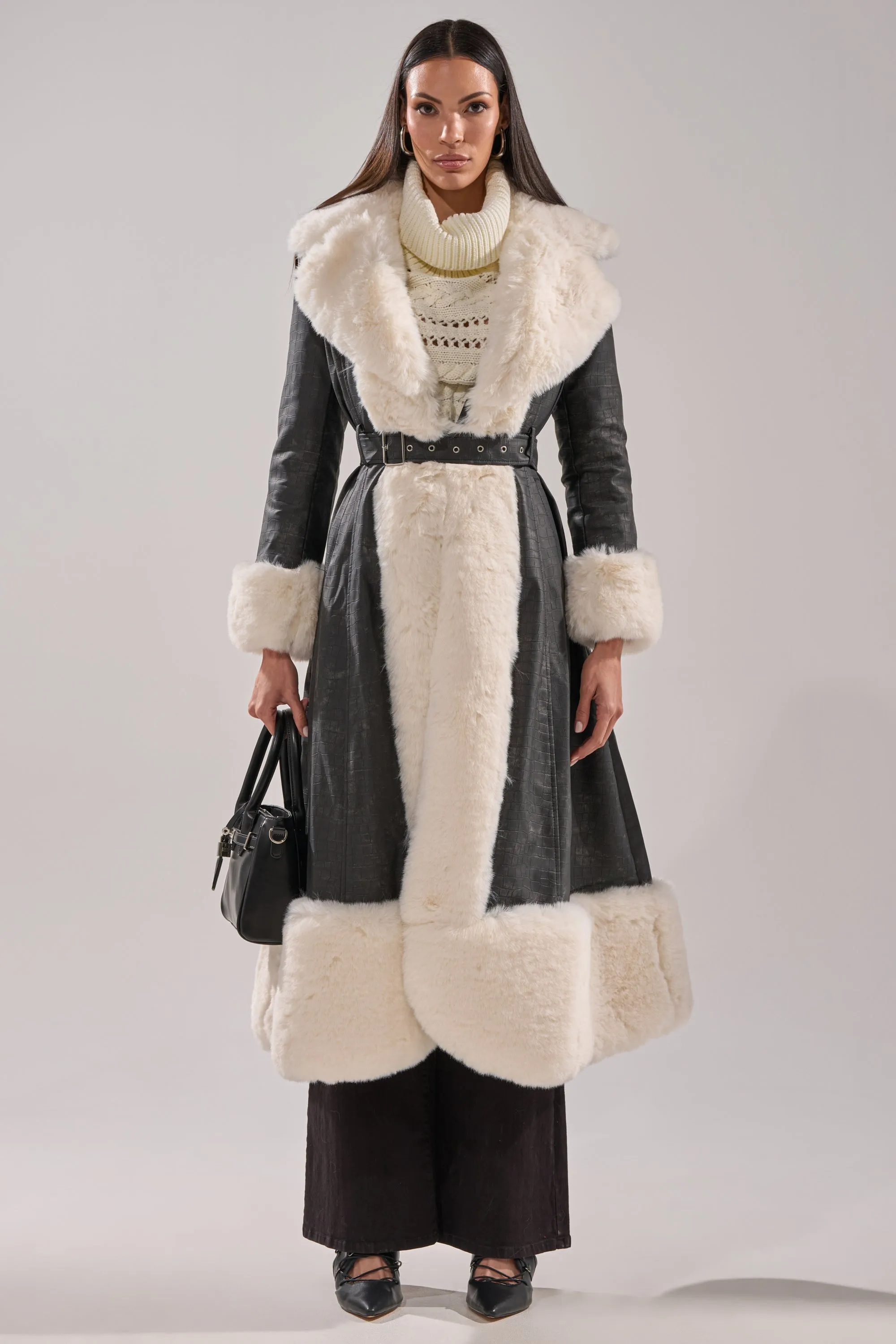 VIVIAN FUR TRIM TRENCH IN GREY sold by AKIRA product image thumbnail 4