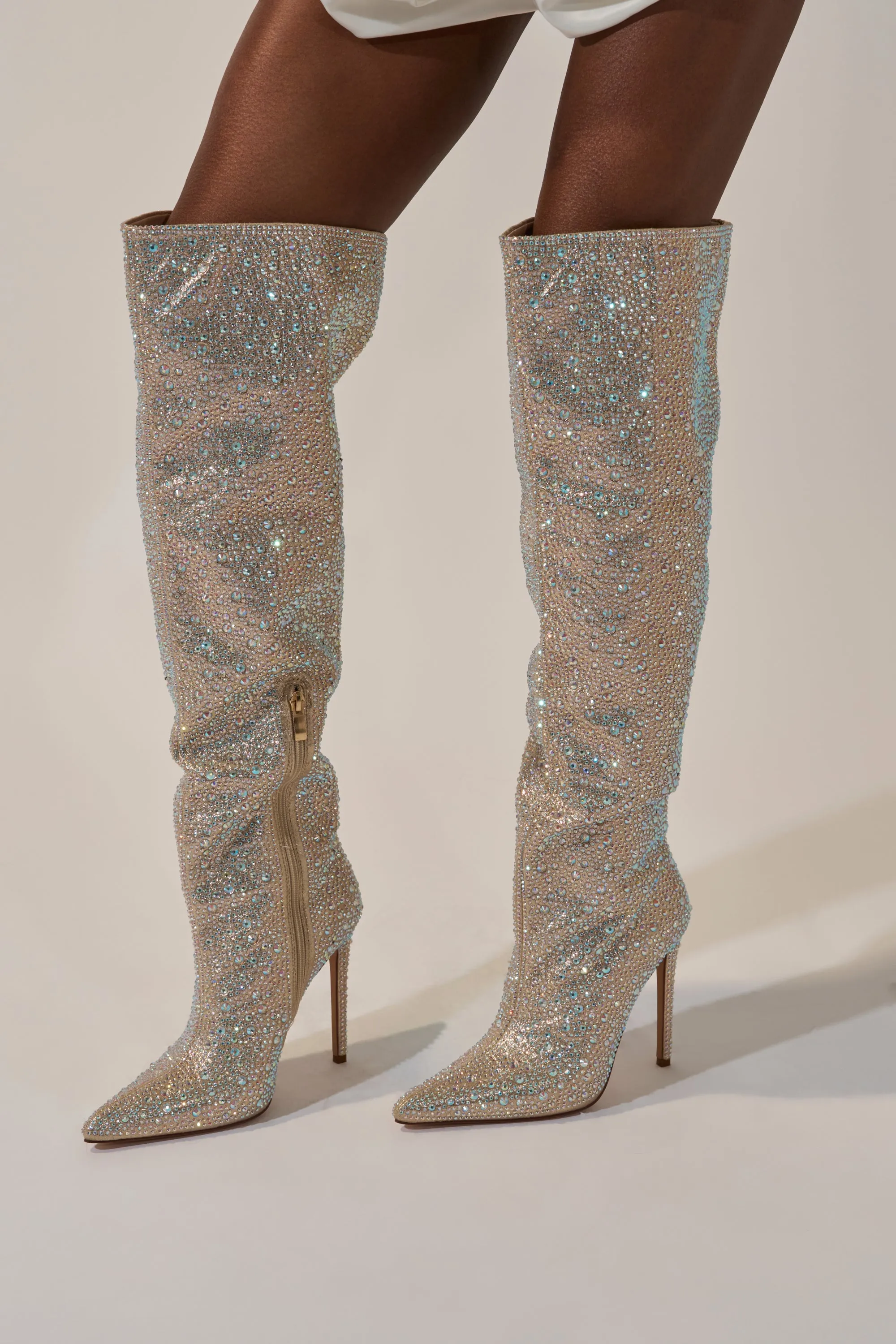 AZALEA WANG BIBBLE GOLD RHINESTONE STILETTO OVER THE KNEE BOOT sold by AKIRA product image thumbnail 3
