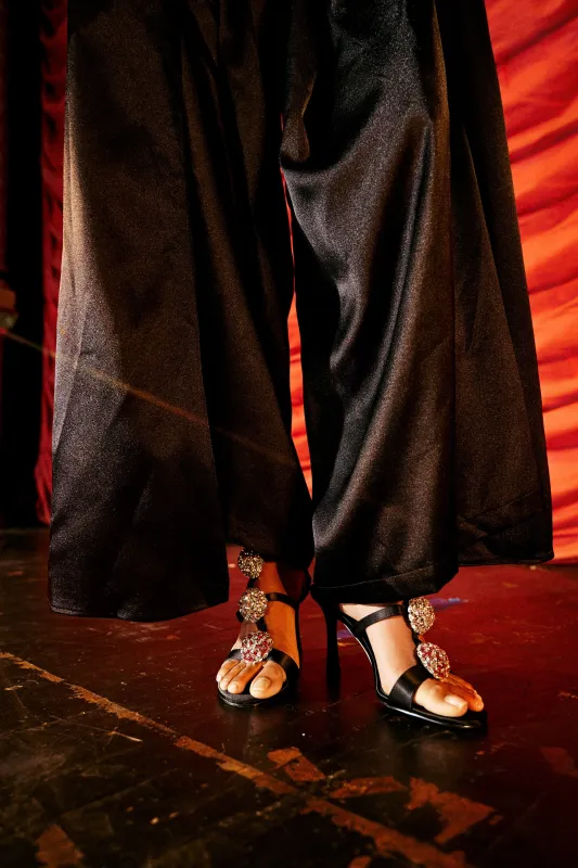 AZALEA WANG BEST BLACK RHINESTONE EMBELLISHED STILETTO SANDAL sold by AKIRA