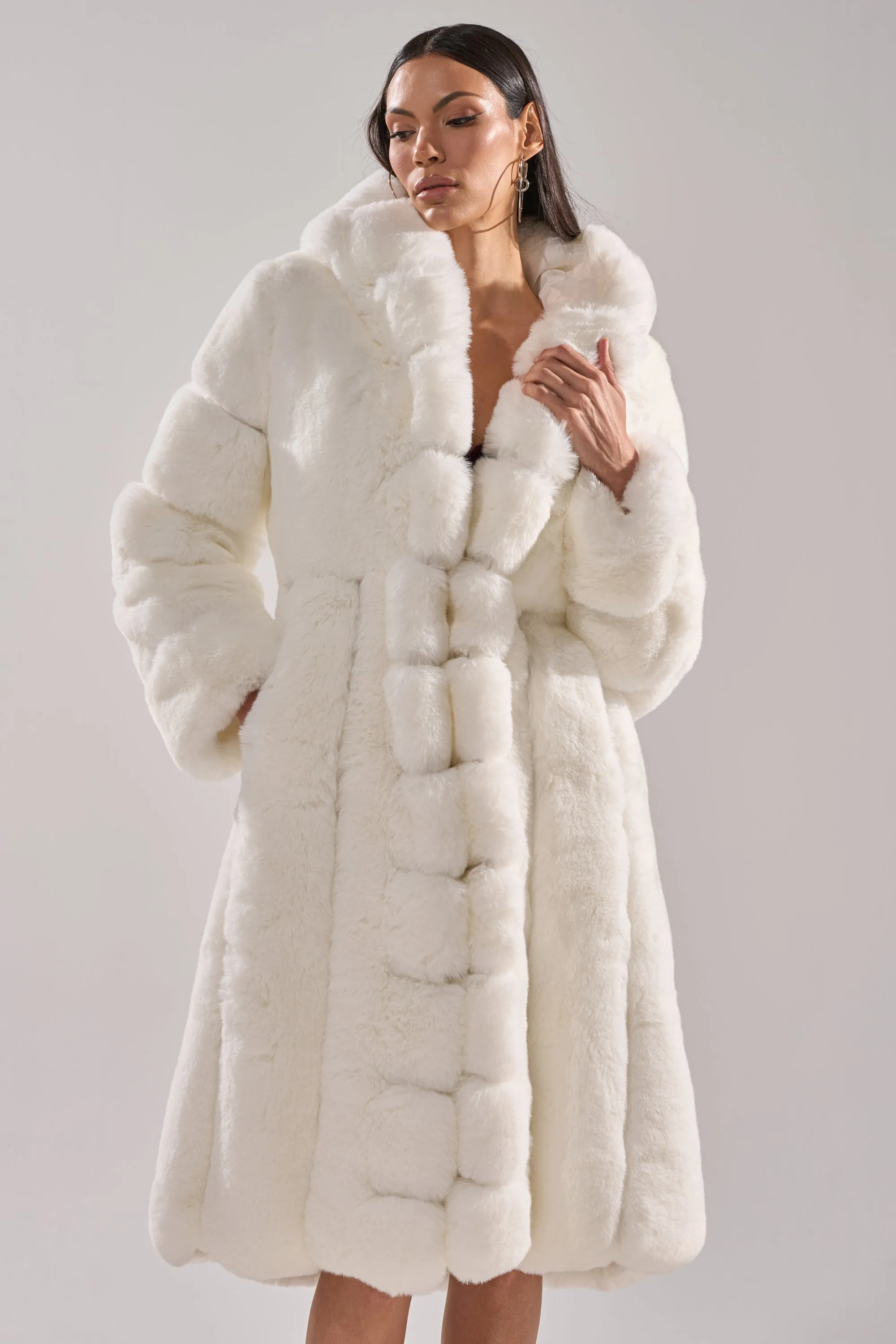 BERLIN HOODED FAUX FUR IN WHITE sold by AKIRA product image thumbnail 4