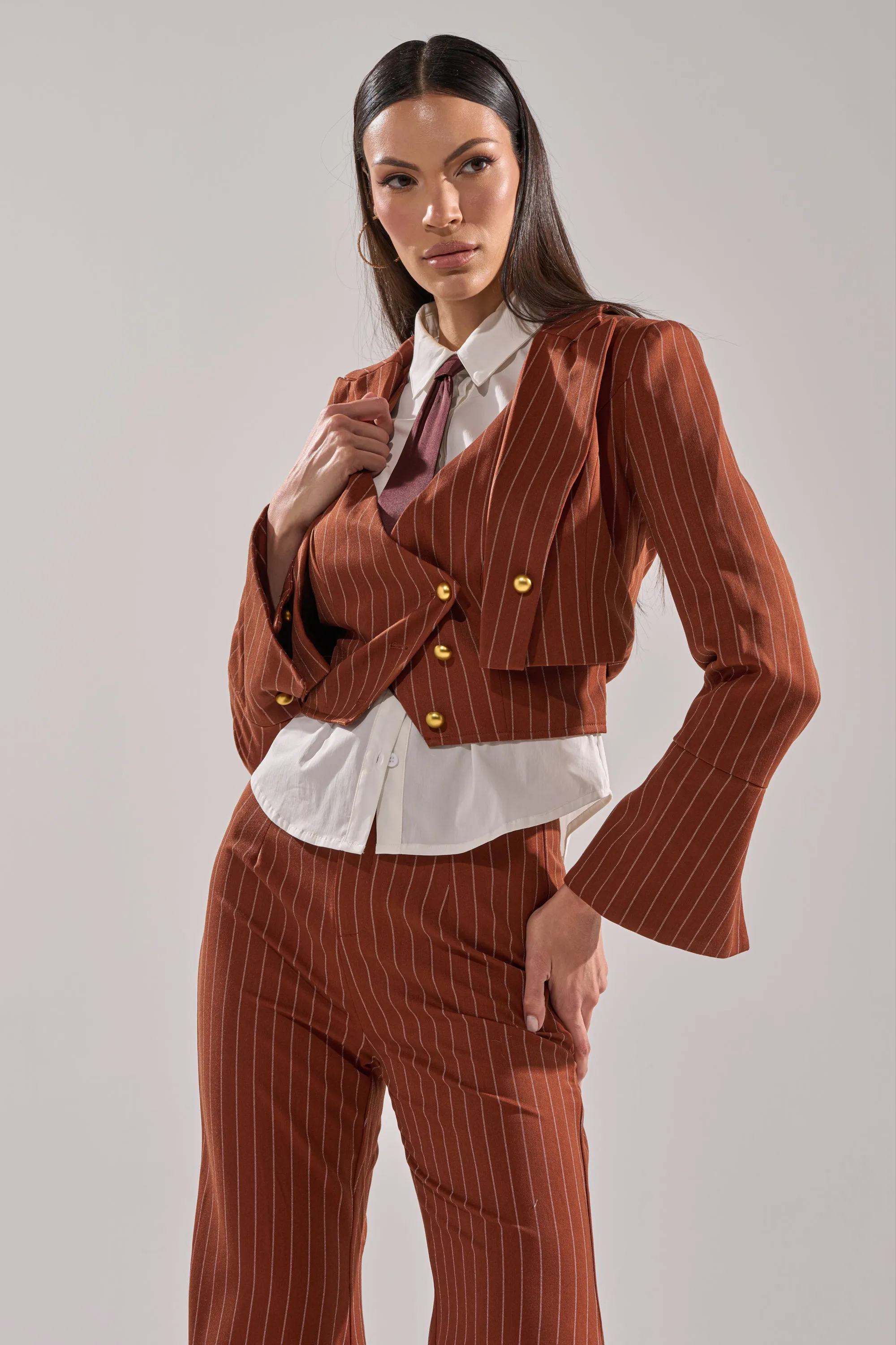 BUSINESS FIRST STRIPE BLAZER sold by AKIRA product image thumbnail 4
