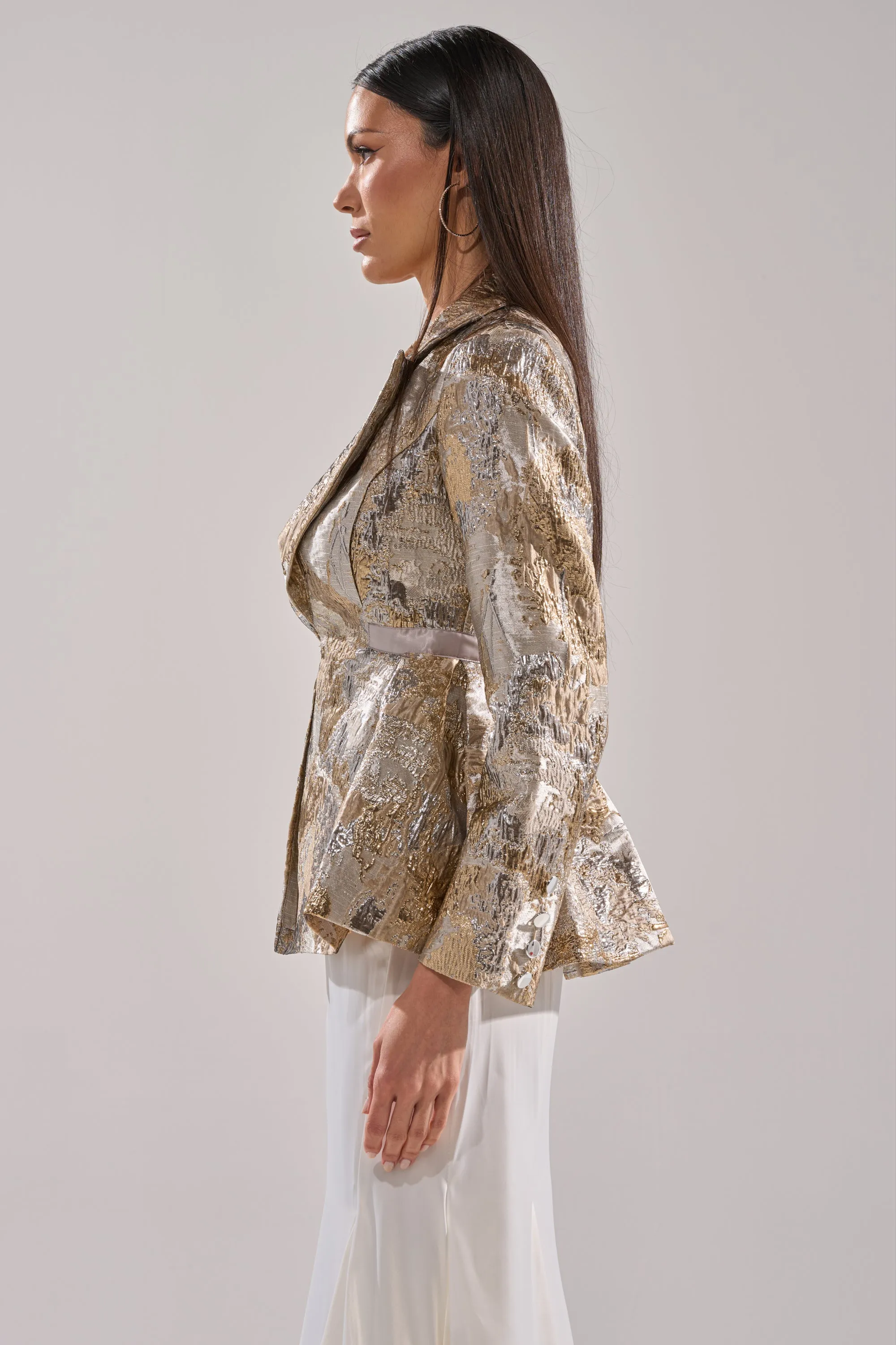 CANARY PEPLUM BLAZER IN CHAMPAGNE sold by AKIRA product image thumbnail 4