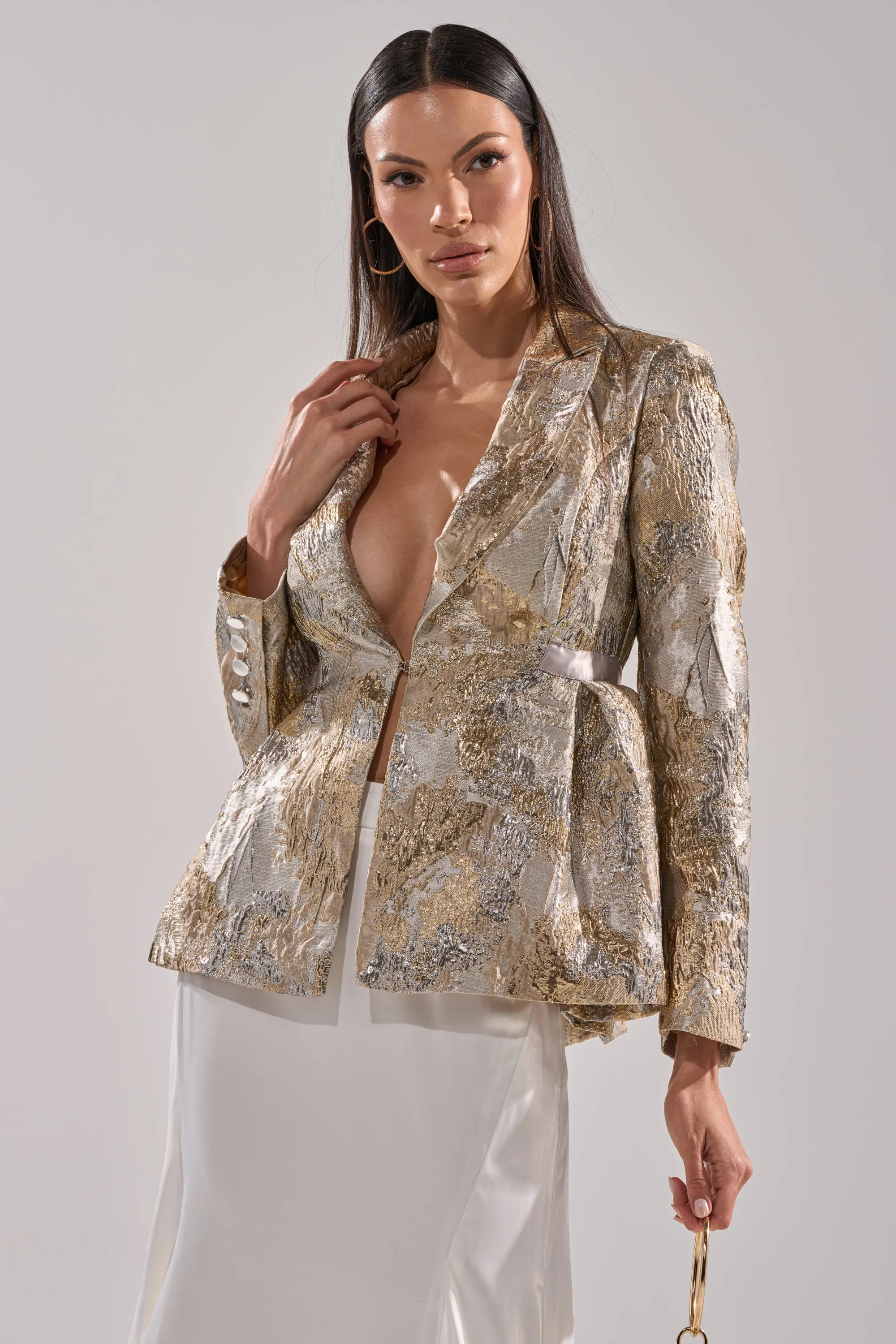 CANARY PEPLUM BLAZER IN CHAMPAGNE sold by AKIRA product image thumbnail 3