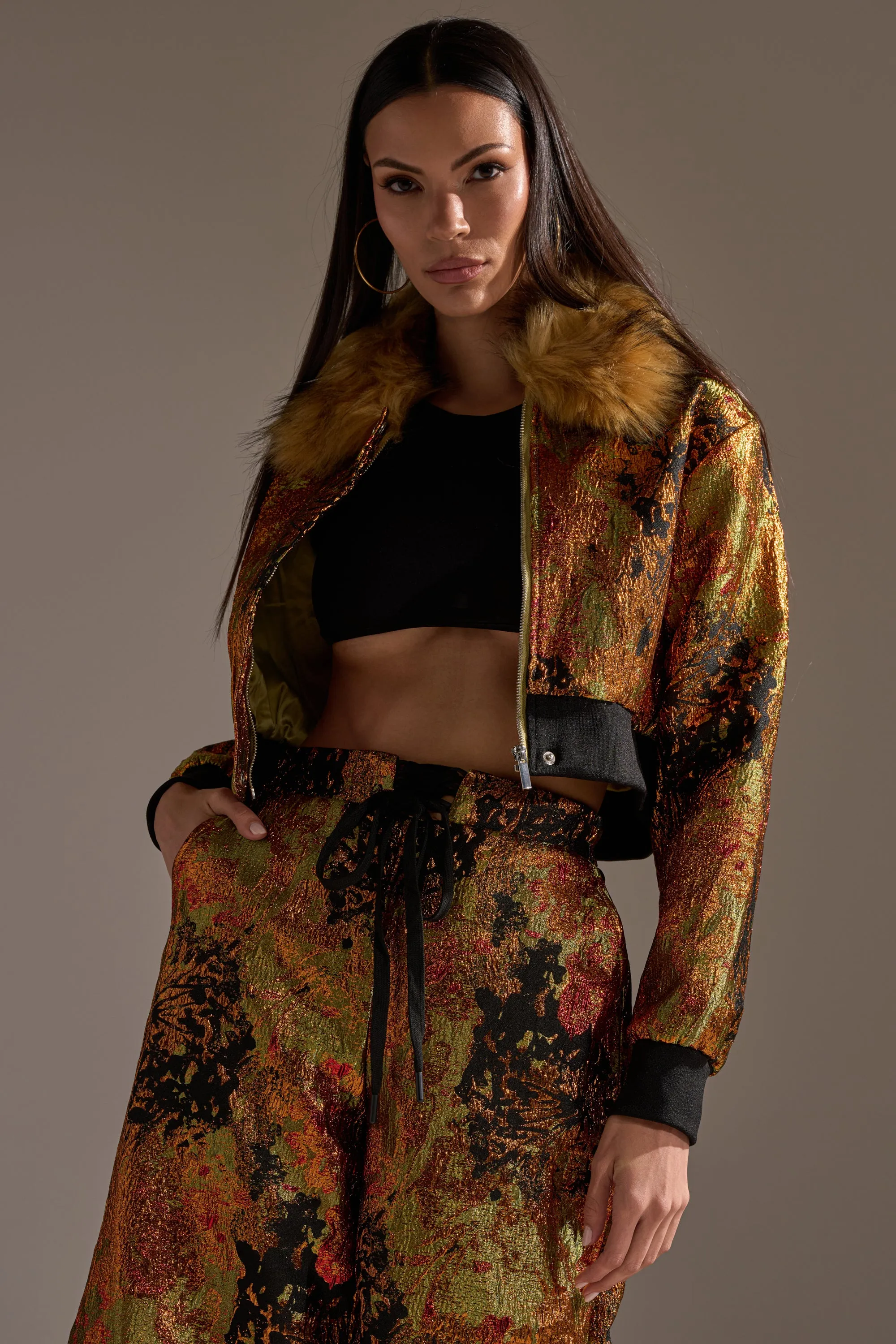 TWIN FLAME BROCADE BOMBER sold by AKIRA product image thumbnail 3