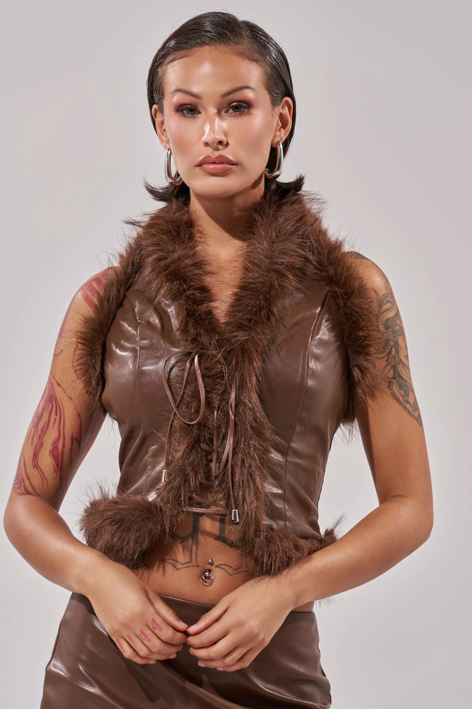 CANT MISS ME FAUX LEATHER FUR CORSET sold by AKIRA product image thumbnail 3