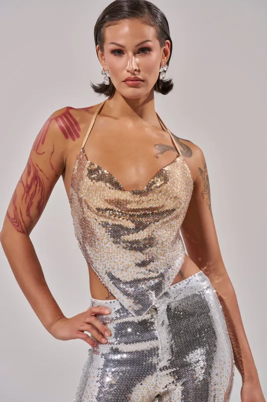 GALAXY OMBRE SEQUIN HALTER TOP sold by AKIRA