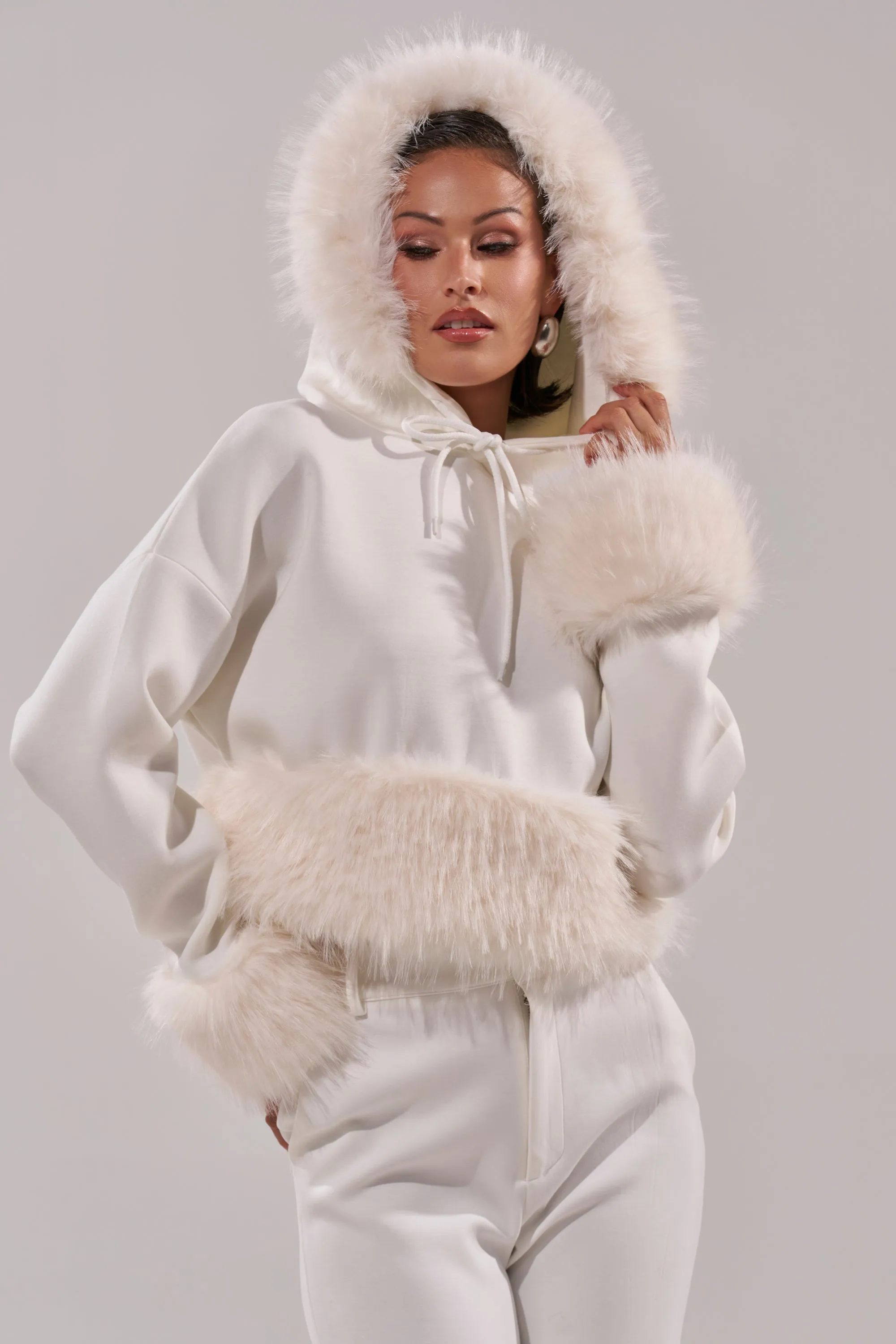 SNOW WHITE FUR TRIM SWEATSHIRT sold by AKIRA product image thumbnail 4