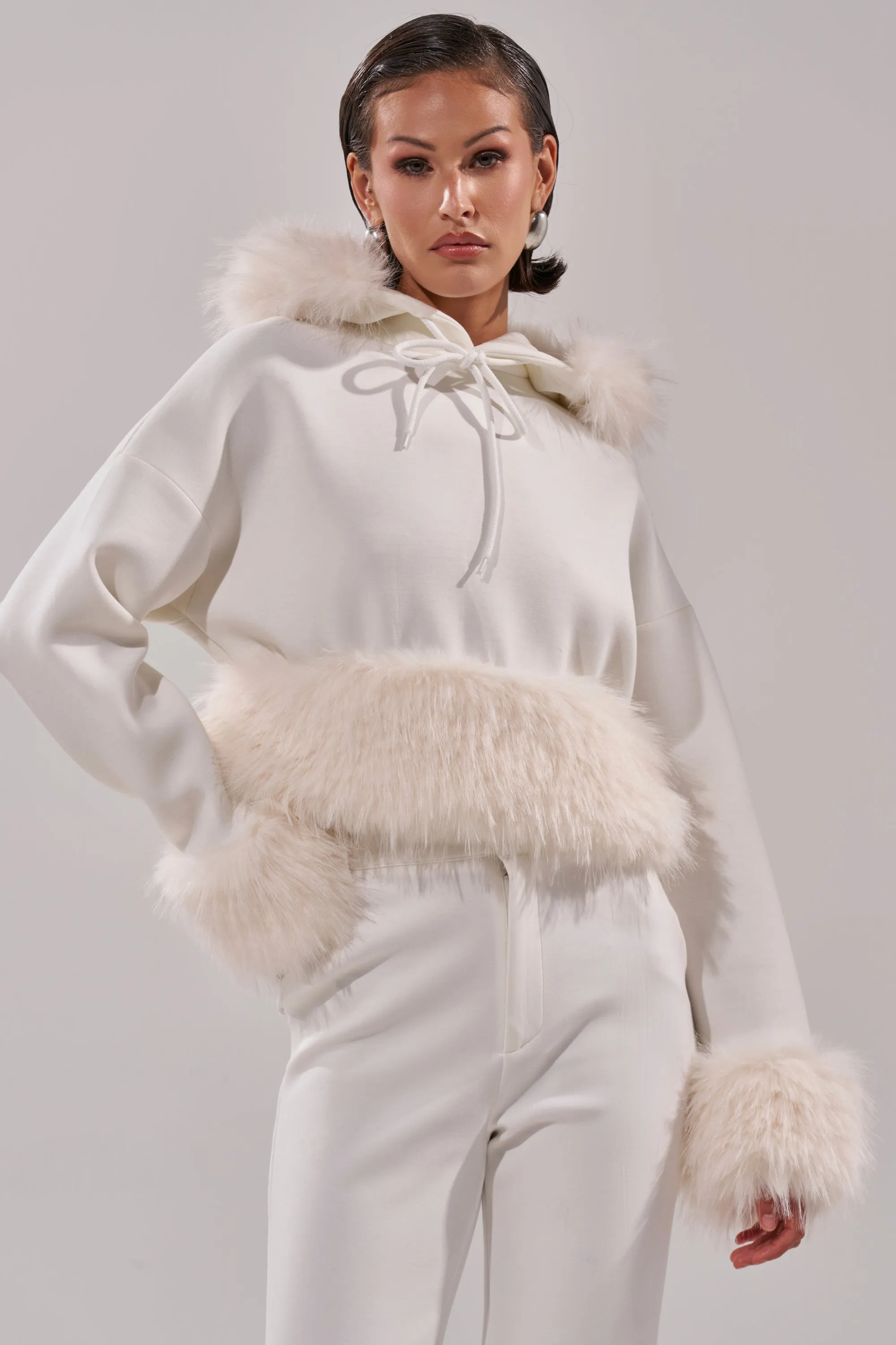 SNOW WHITE FUR TRIM SWEATSHIRT sold by AKIRA product image thumbnail 3
