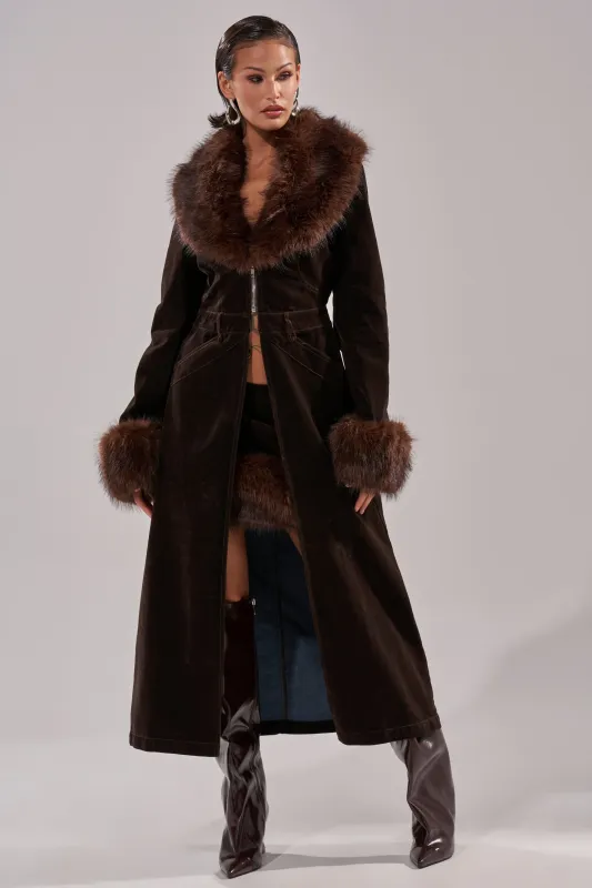 WILD SIDE VELVET DENIM TRENCH sold by AKIRA