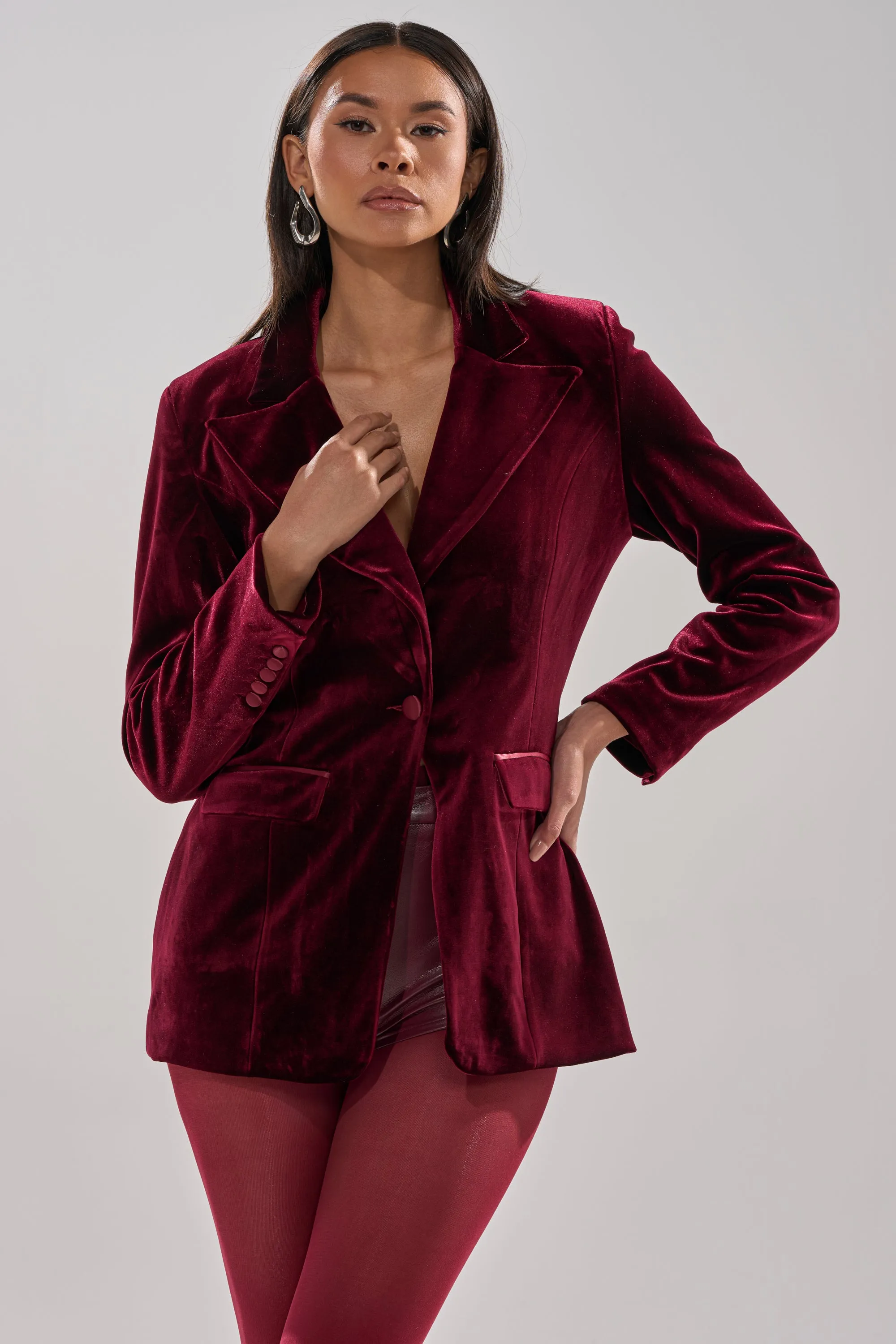 LUXE VELVET TUXEDO BLAZER sold by AKIRA