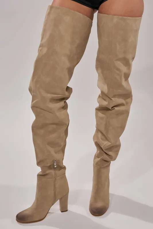 AZALEA WANG NANETTE TAUPE SLOUCHY BOOT sold by AKIRA