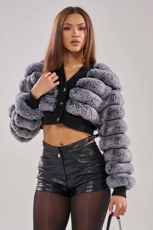 WILD HEART FAUX FUR CARDIGAN sold by AKIRA