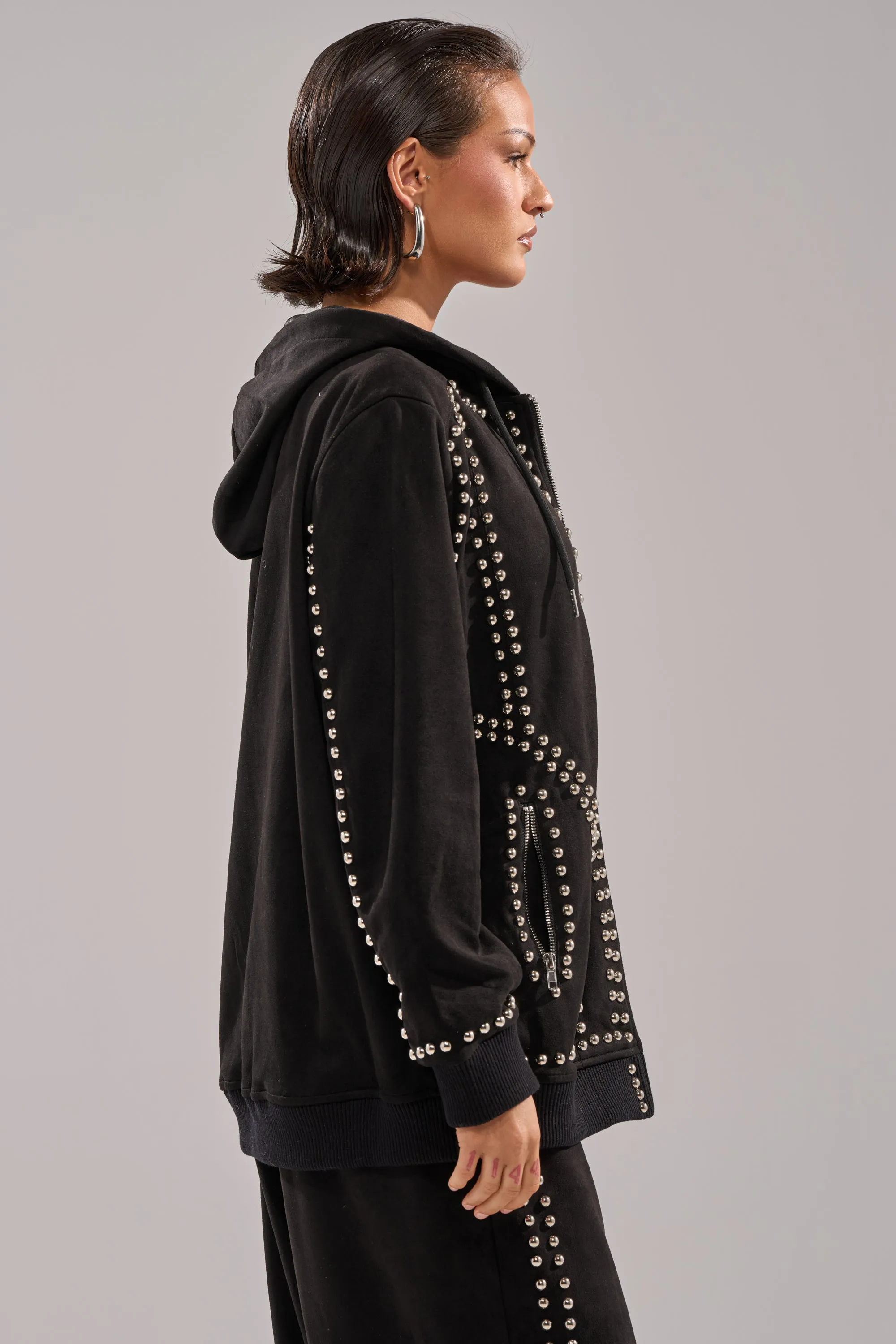 ASHLEY STUDDED ZIP UP SWEATSHIRT sold by AKIRA product image thumbnail 5
