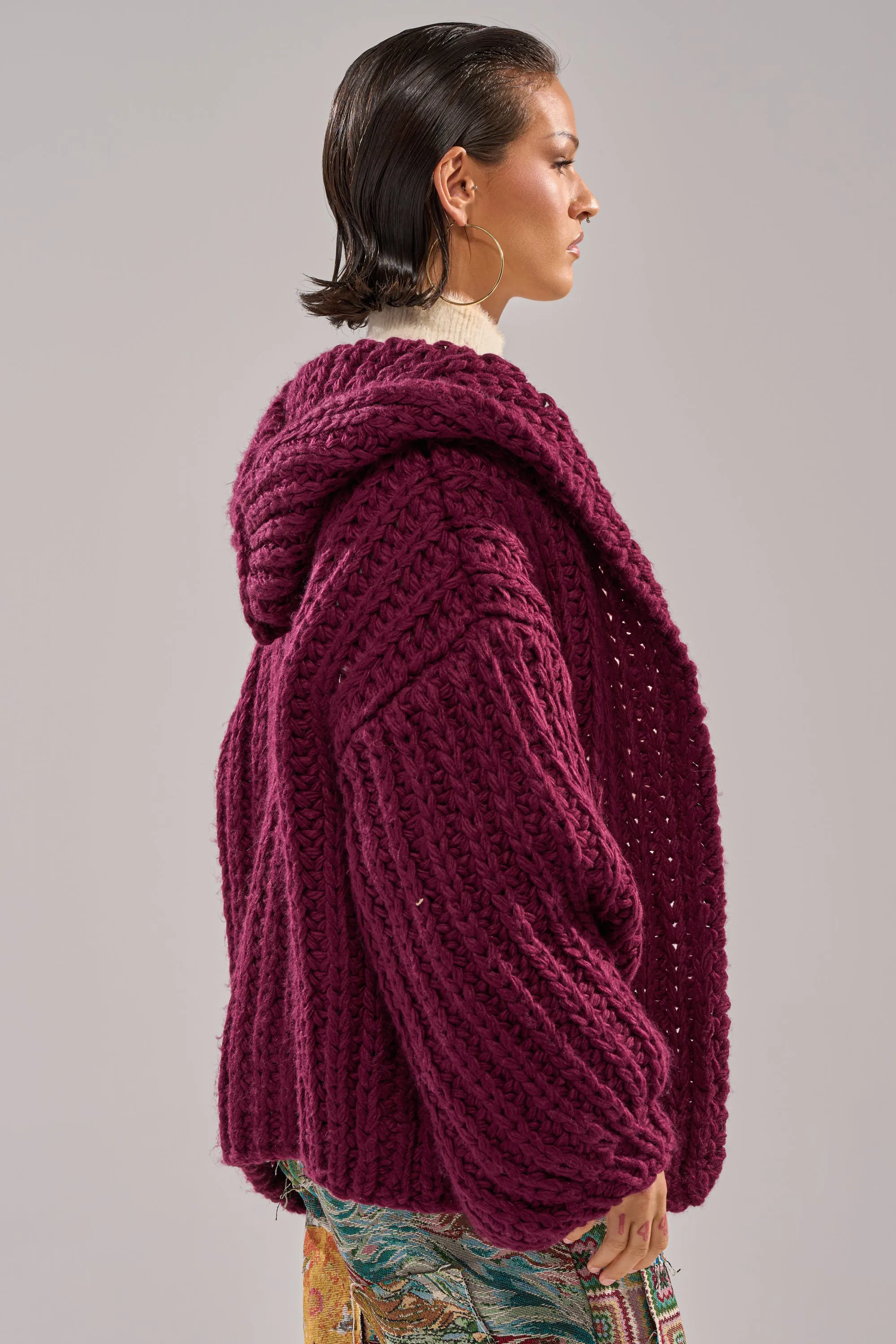 COZY CROCHET HOODED CARDIGAN sold by AKIRA product image thumbnail 4